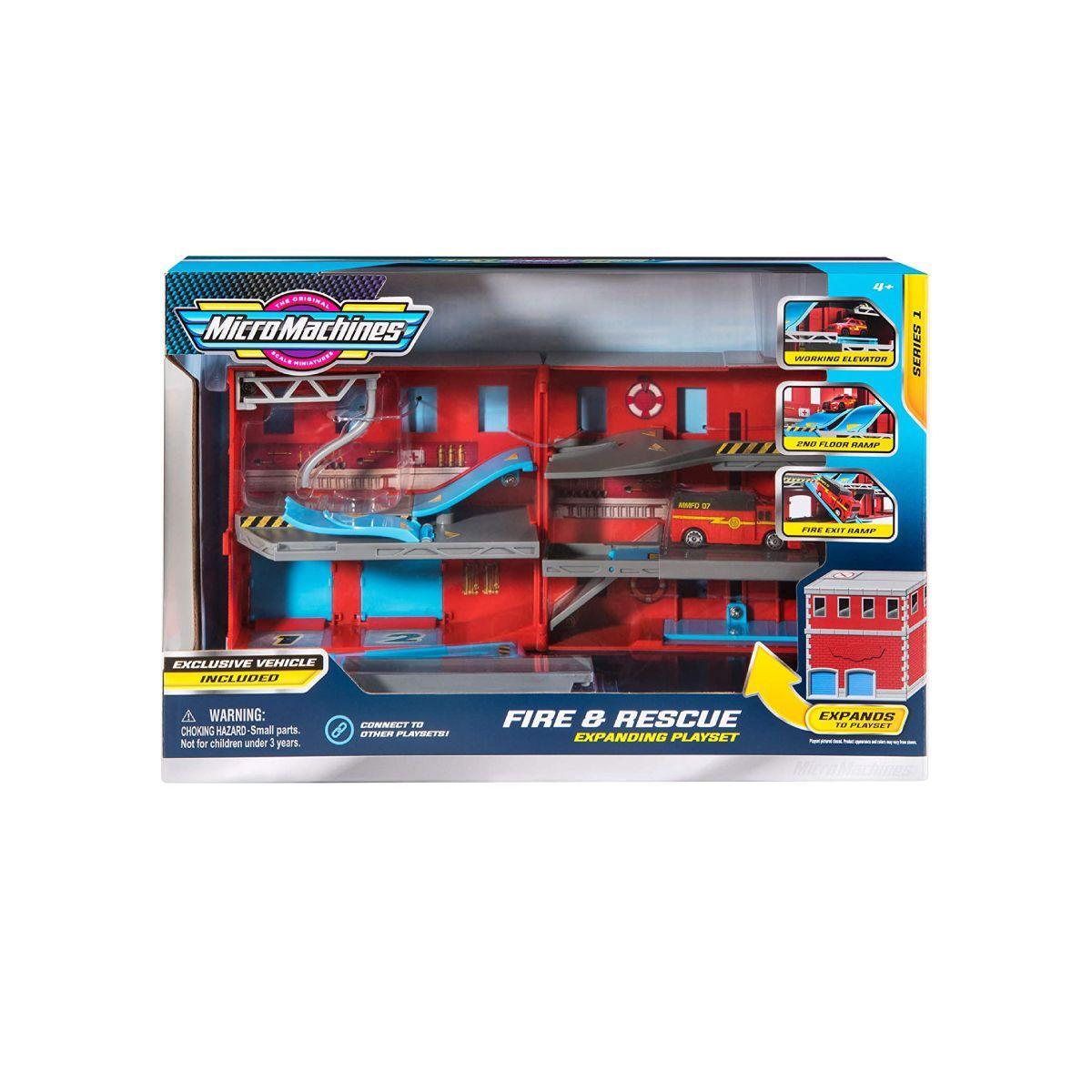 Playset Expandible Con Auto Micro Machines - Fire & Rescue-8