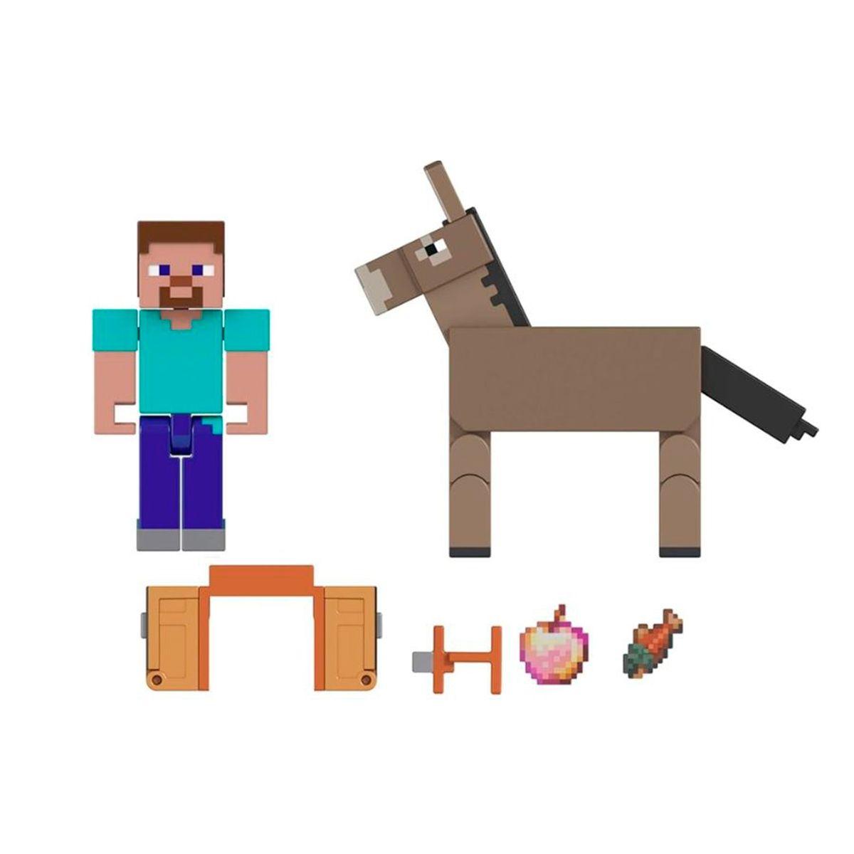 MINECRAFT CORE  8CM CON CRAFTING 2-PACK - STEVE Y BURRO-2