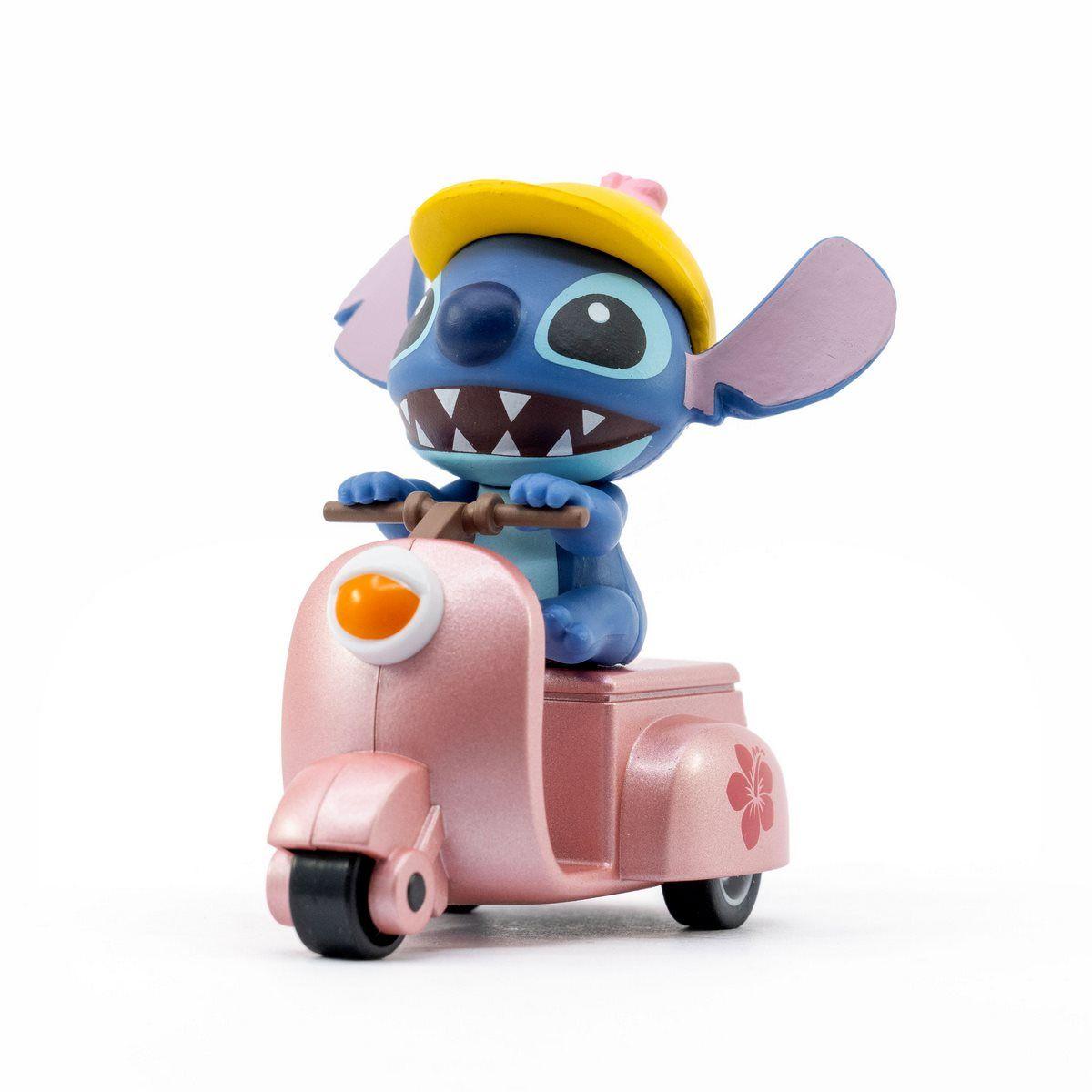 VEHICULO CON FIGURA STITCH PULLBACK - STITCH MOTOCICLETA ROSA-0