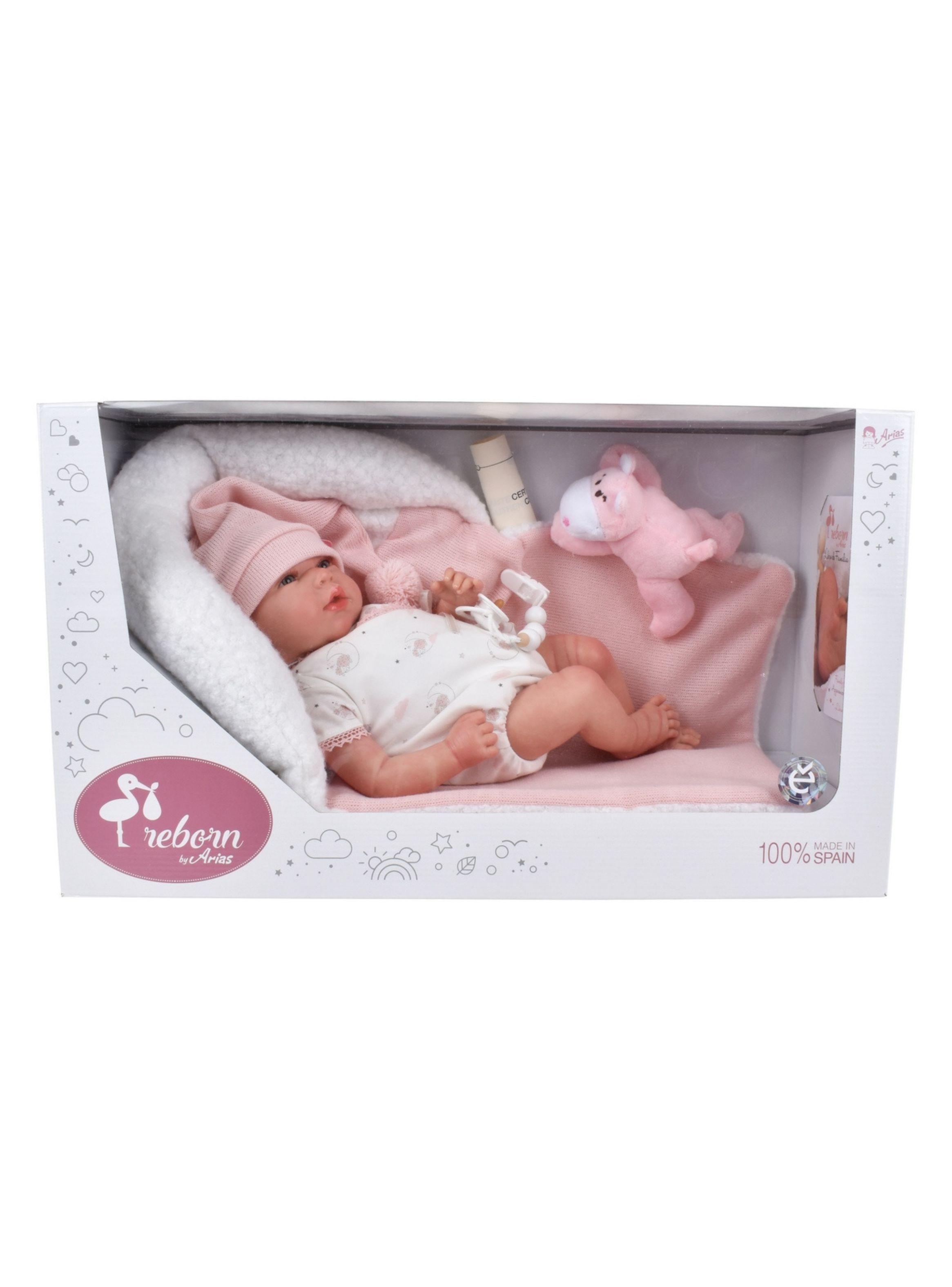 Muñeca Reborn Ariel Rosa Con Cojín Y Peluche 40 Cm Arias-2