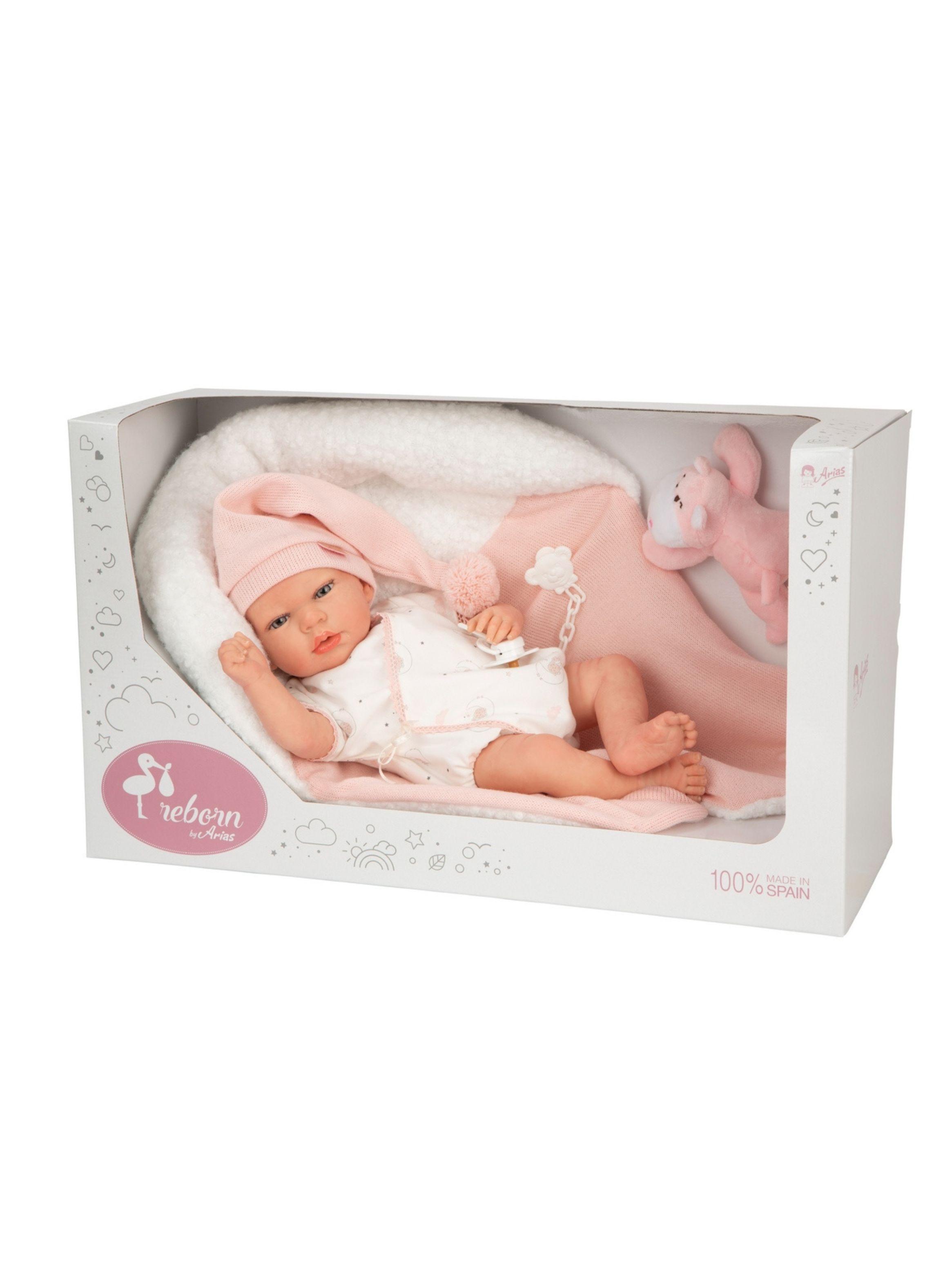 Muñeca Reborn Ariel Rosa Con Cojín Y Peluche 40 Cm Arias-3