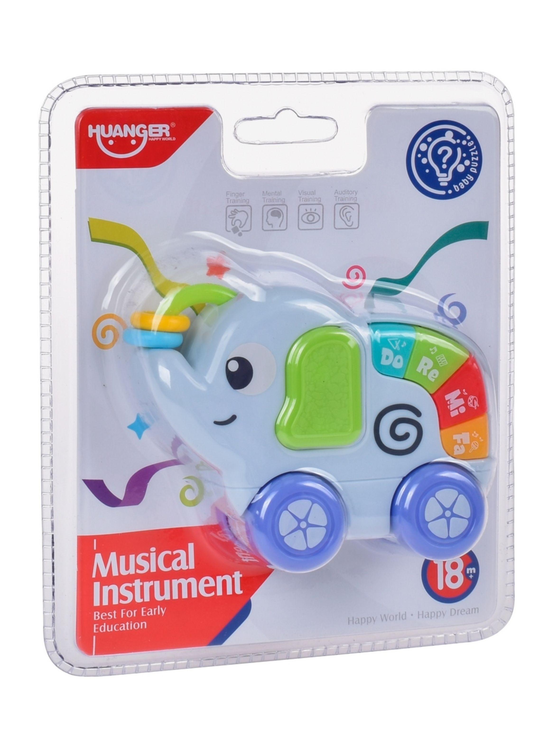 Sonajero Ansaldo elefante musical con teclado y mordedor-2