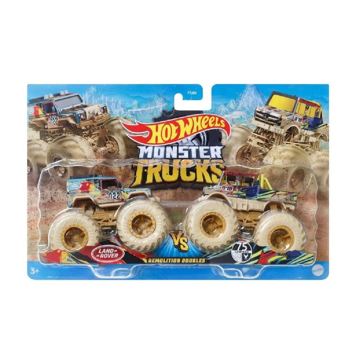 HOT WHEELS MONSTER TRUCKS ESCALA 1:64 - LAND-ROVER Vs 75 UNIMOG-0