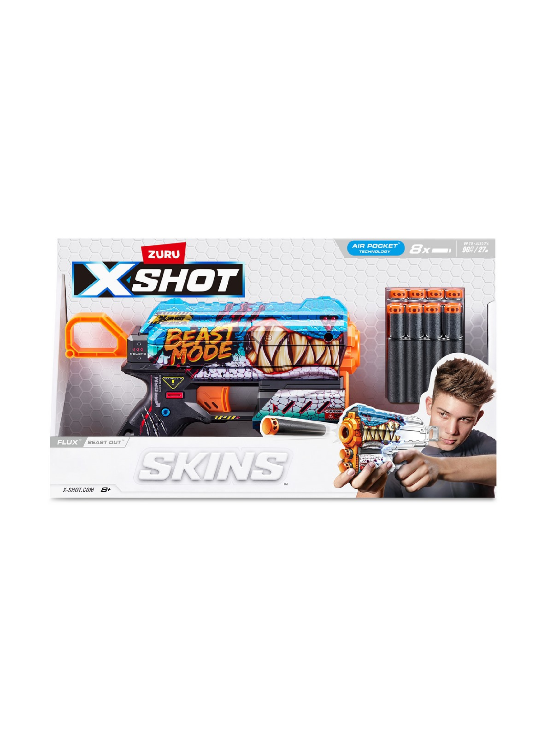 Lanza Dardos Flux Skins Con 8 Dardos X-Shot - Beast Out-2