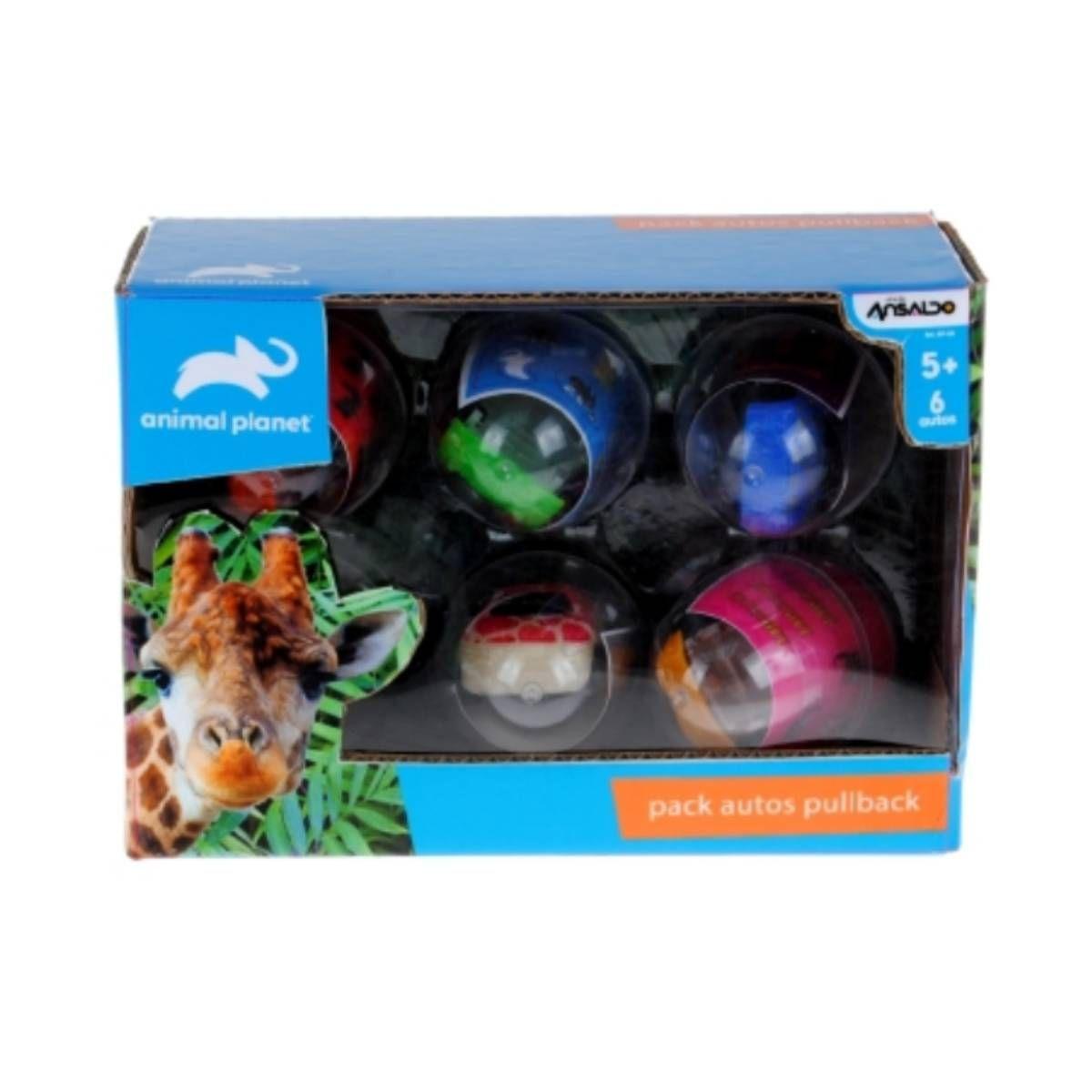 Pack 6 Autos Pullback Con Stickers En Huevo Animal-2