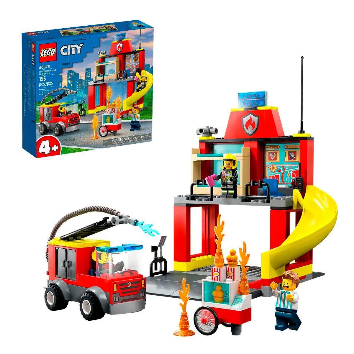 ESTACIÓN DE BOMBEROS Y CAMIÓN DE BOMBEROS LEGO CITY-0