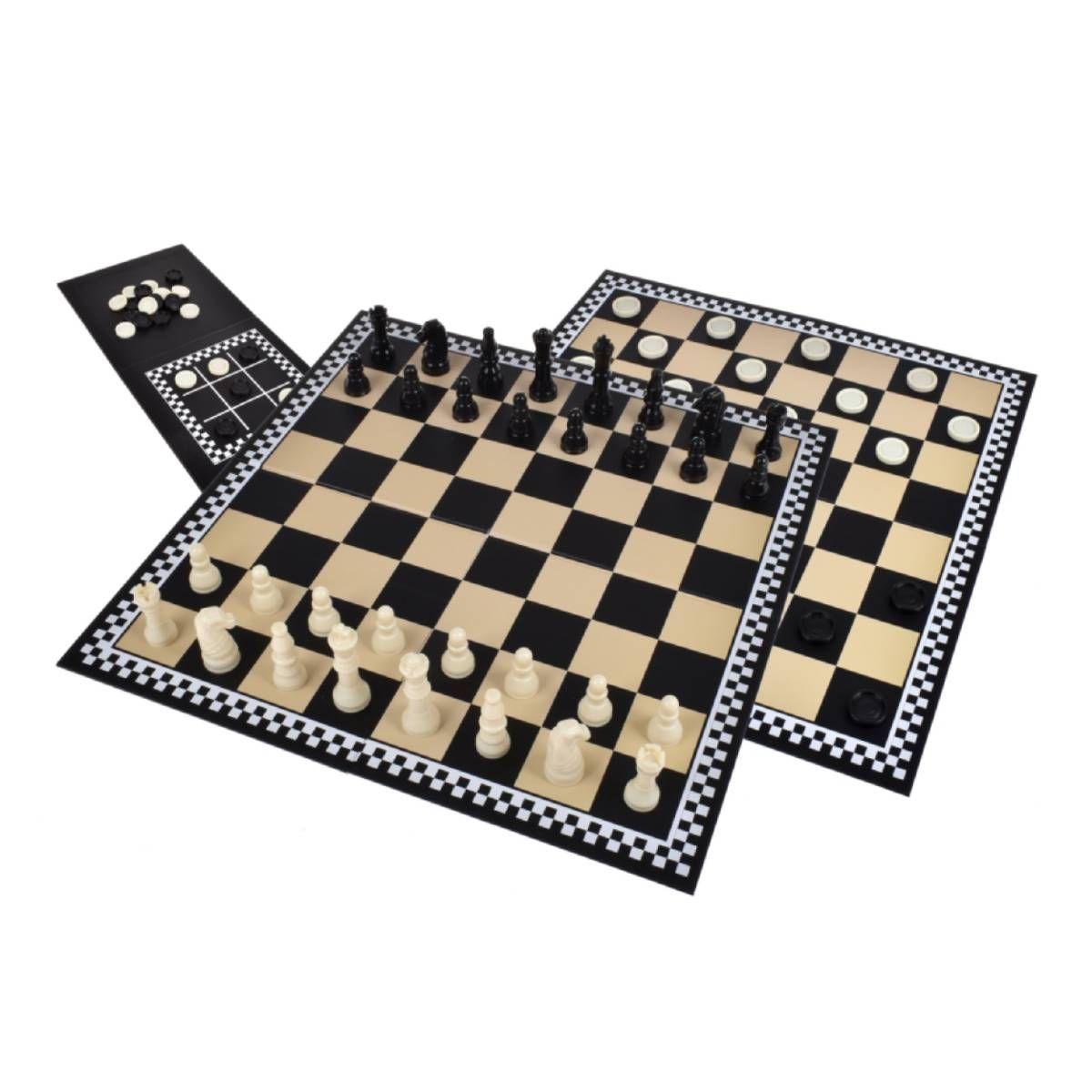 Juegos De Mesa Clasicos - Ajedrez, Damas Y Gato-1