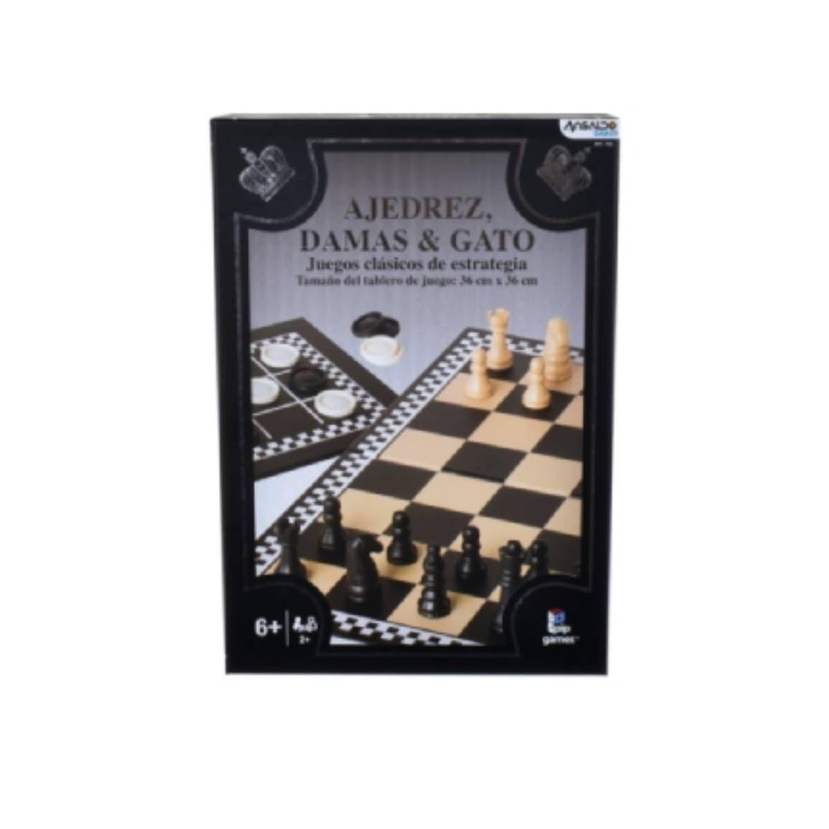 Juegos De Mesa Clasicos - Ajedrez, Damas Y Gato-2