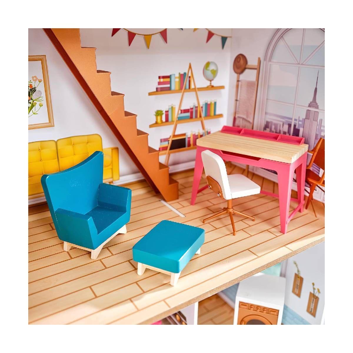 Casa Muñecas Rowan De Madera De 3 Pisos, 3 Piezas-6