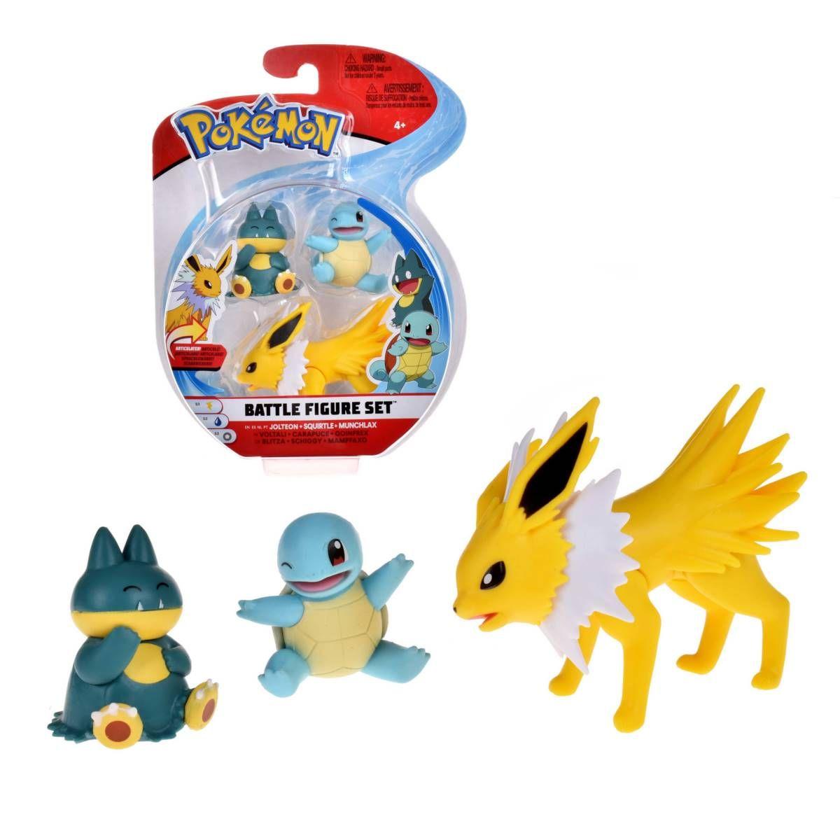 Pack 3 Figuras De 5 A 8 Cm. Pokemon - Jolteon + Squirtle + M-0