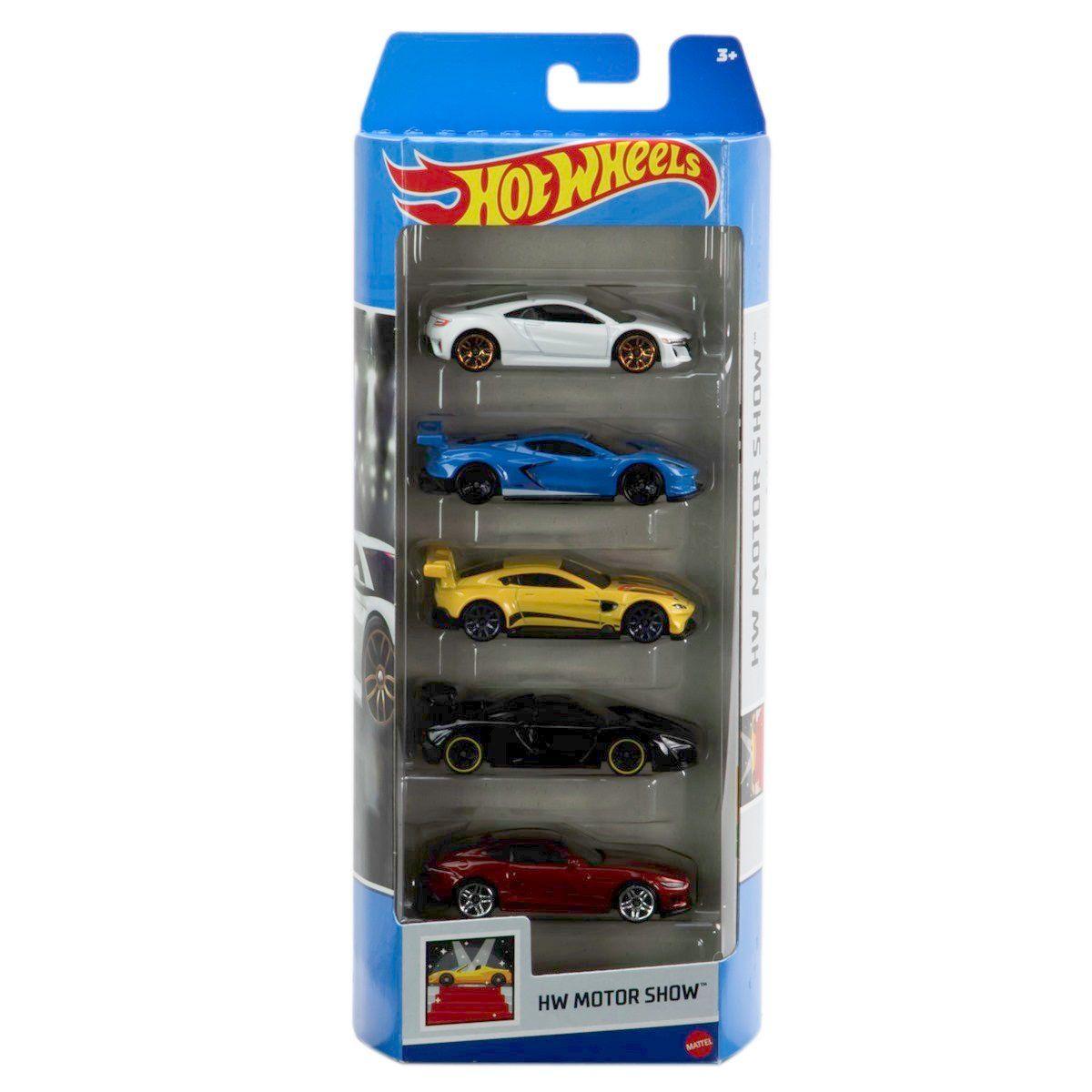 PACK 5 AUTOS BASICOS HOTWHEELS - HW MOTOR SHOW-0