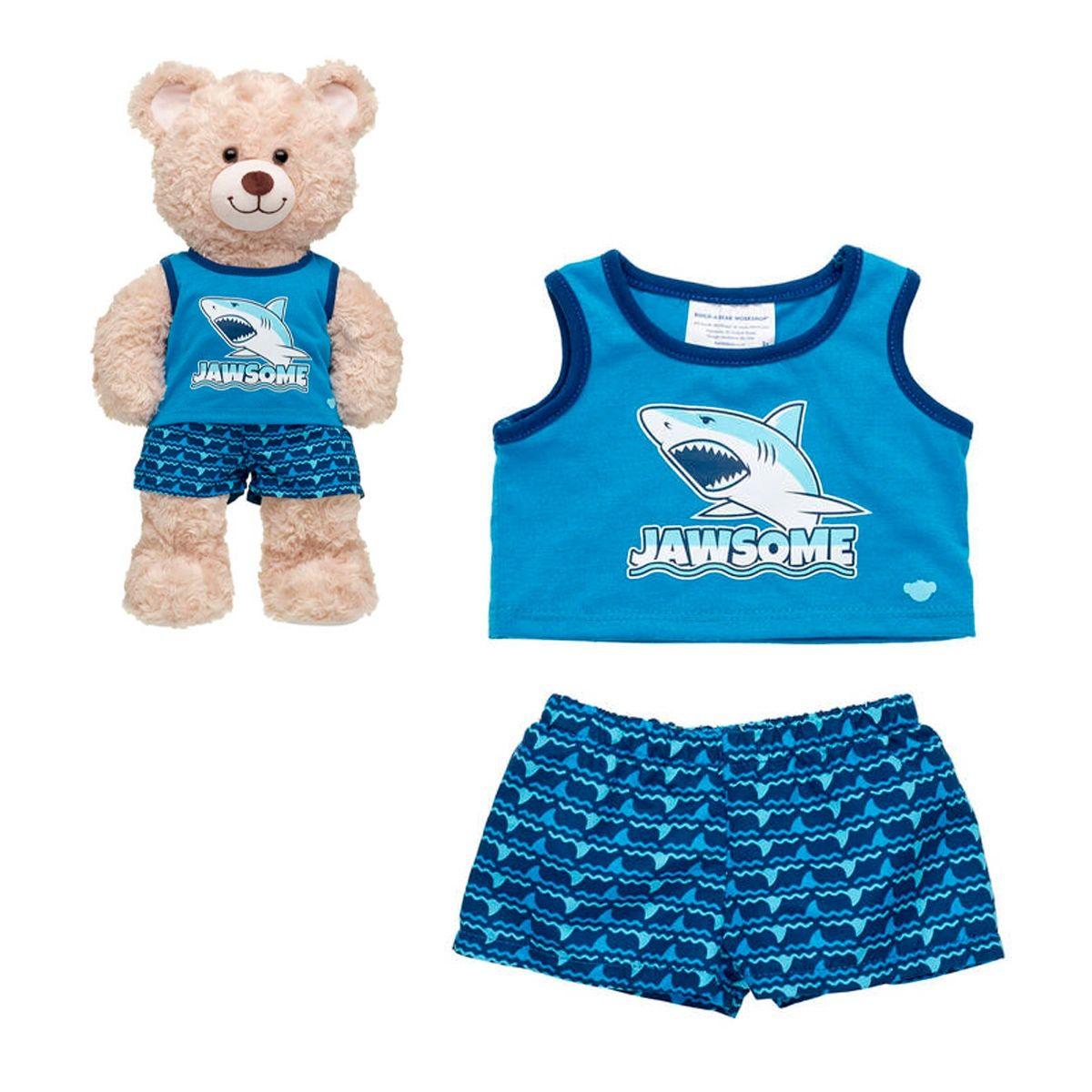 Traje Baño Con Polera Tiburon Azul Build-A-Bear-0
