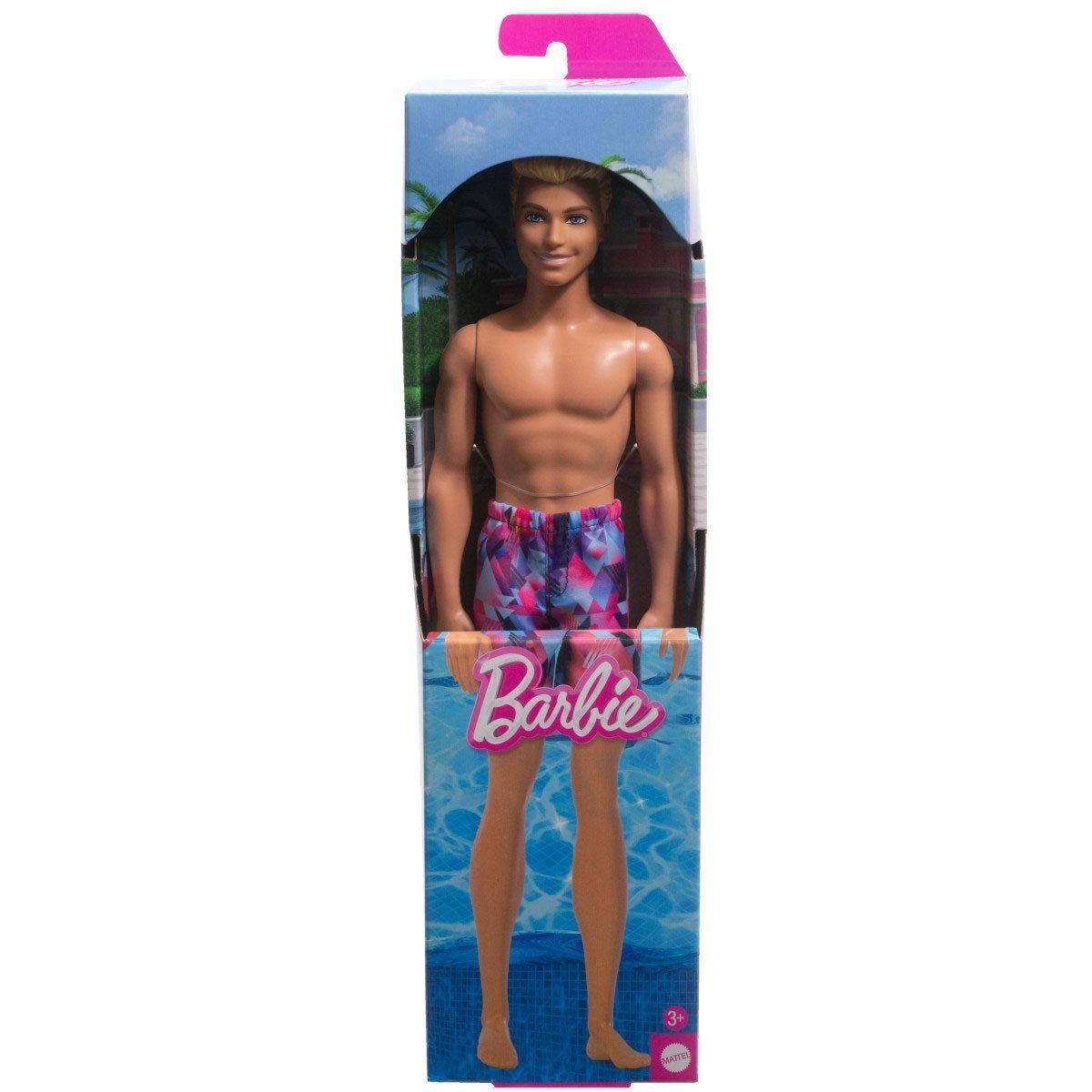 BARBIE MUÑECO KEN DE PLAYA CON TRAJE DE BAÑO ROSA Y AZUL-1