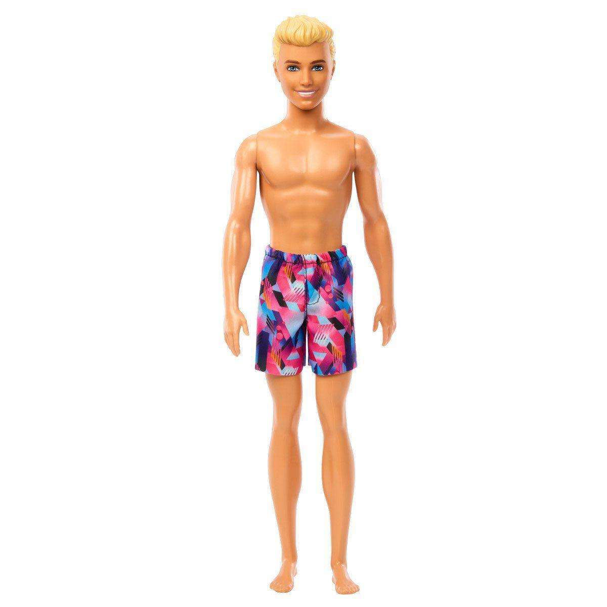 BARBIE MUÑECO KEN DE PLAYA CON TRAJE DE BAÑO ROSA Y AZUL-2