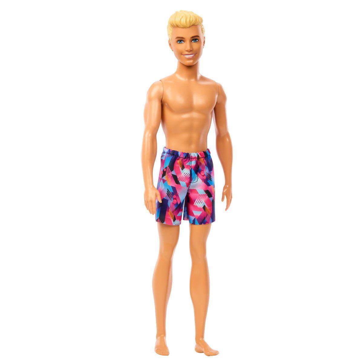 BARBIE MUÑECO KEN DE PLAYA CON TRAJE DE BAÑO ROSA Y AZUL-3
