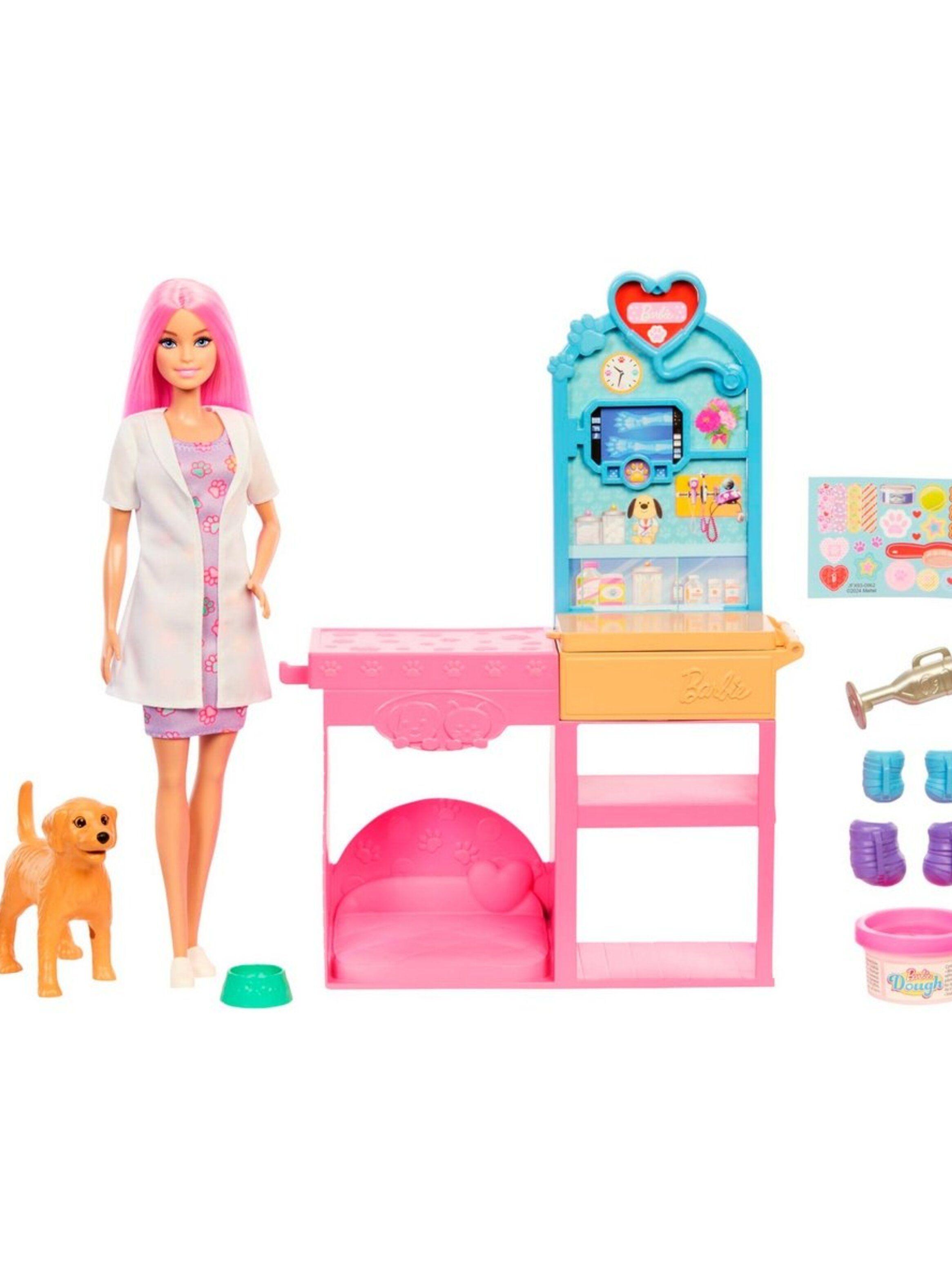 Barbie profesiones set veterinaria con mascotas y accesorios-2