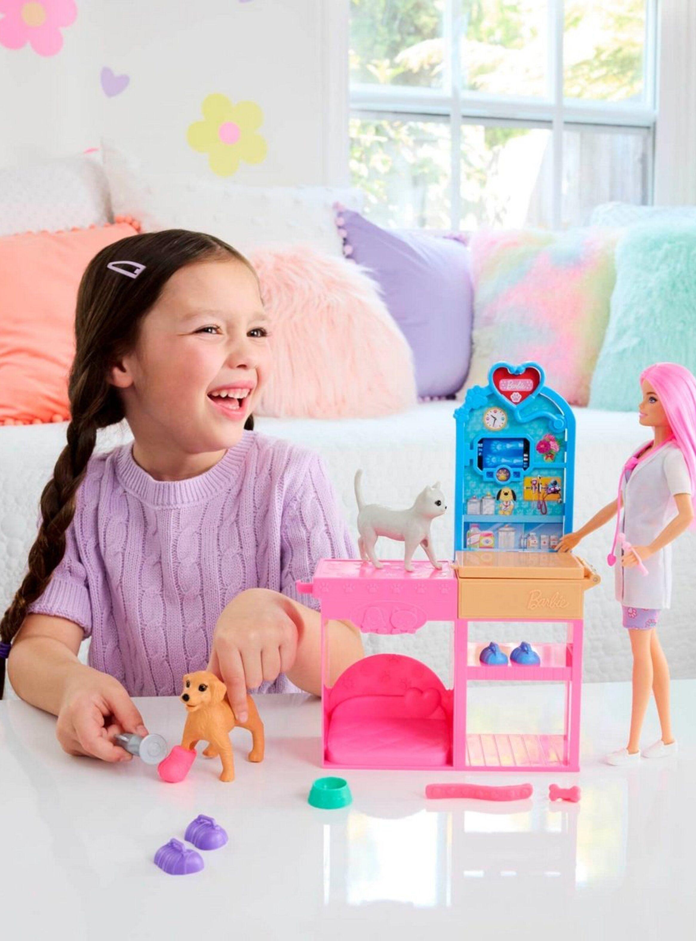 Barbie profesiones set veterinaria con mascotas y accesorios-5