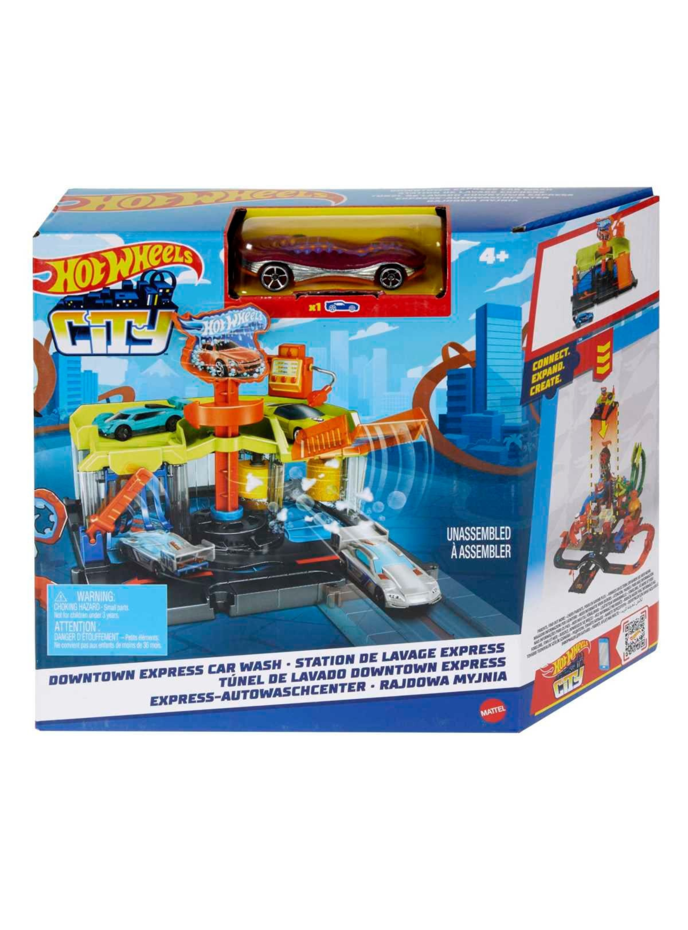 Pista Hot Wheels autolavado ciudad con conexión a otros sets-1