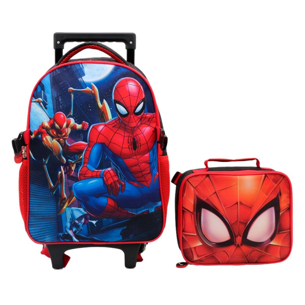 Mochila Con Ruedas+ Lonchera 38 Cm Spiderman-0