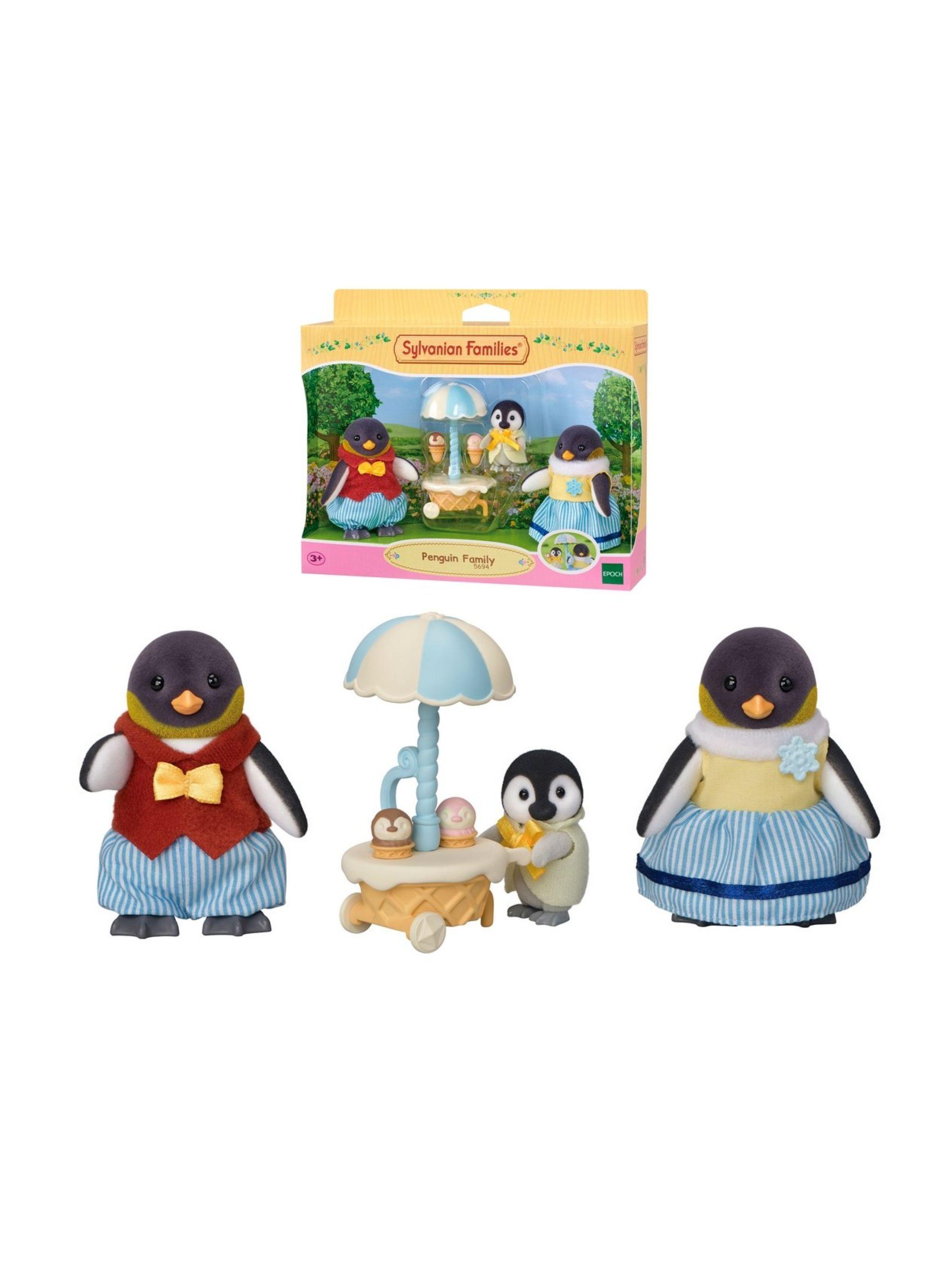 Figuras Sylvanian Families familia Pingüino con carrito de-0
