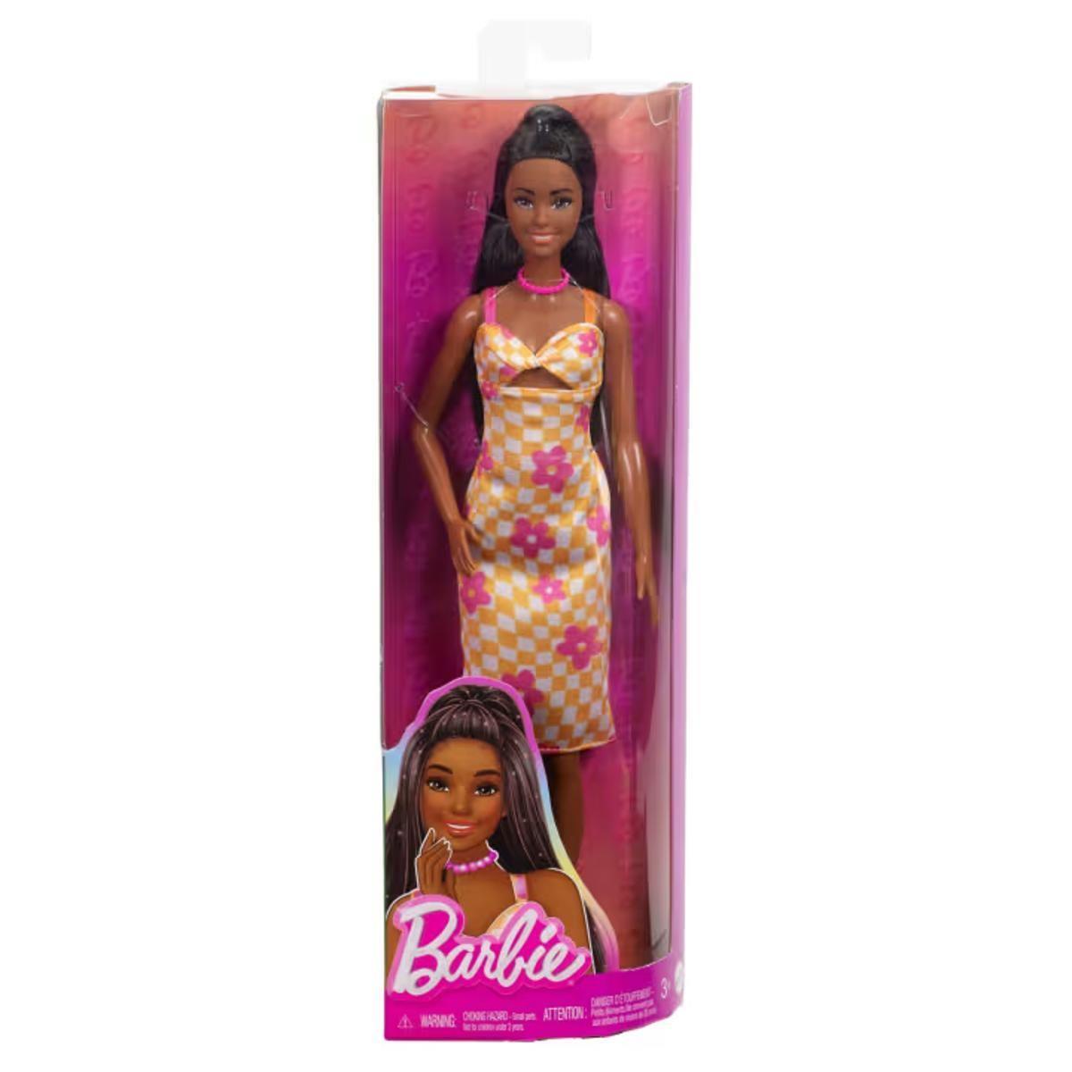 BARBIE FASHIONISTAS - VESTIDO AMARILLO A CUADROS-2