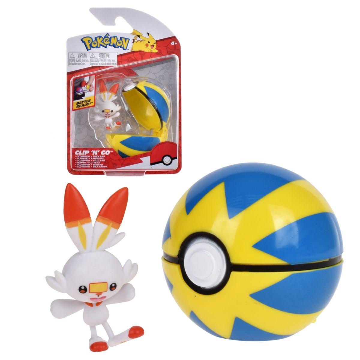 Pokebola Con Figura Pokemon - Scorbunny & Quick Ball-0
