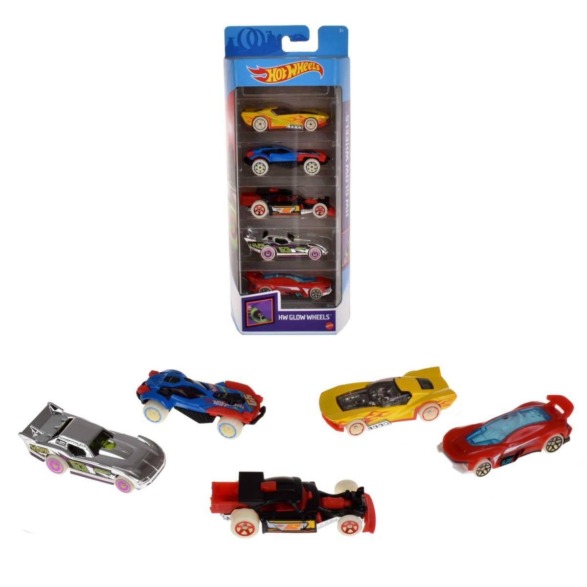 Pack 5 Autos Basicos Hotwheels - Glow Waeels-0