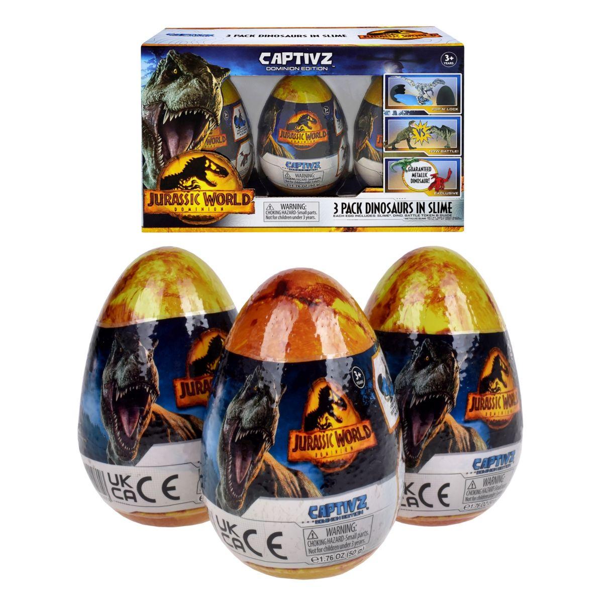 Pack 3 Huevos Con Dinosaurios Jurassic World Dominion-0
