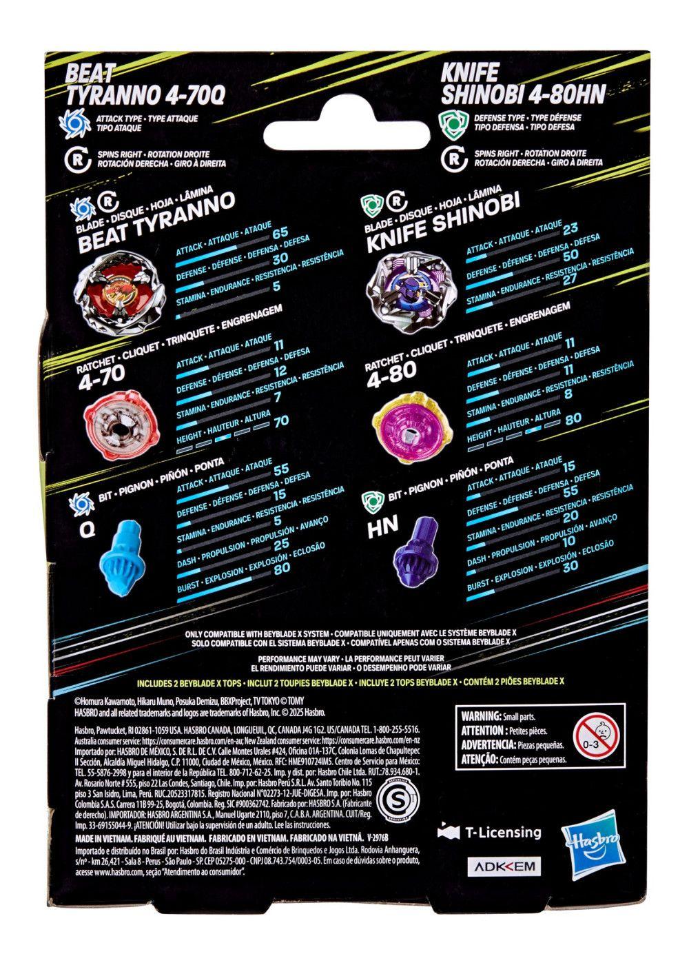 Beyblade Dual Pack X-Beat Tyranno 4-70q-Knife Shinobi 4-80hn-5
