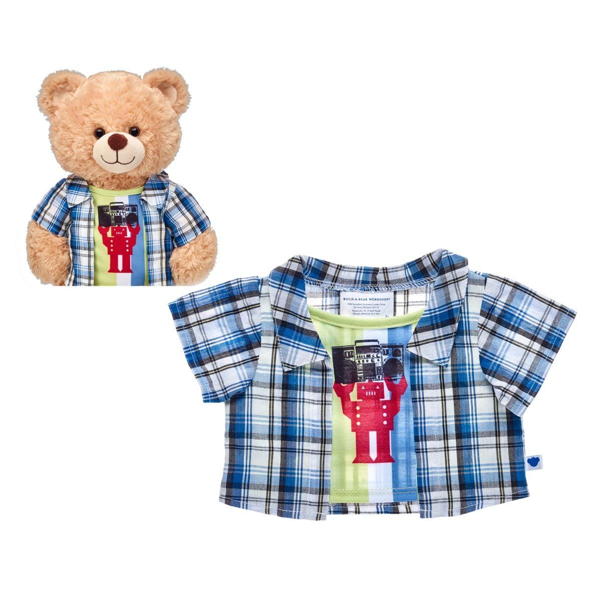 Polera Robot Con Camisa Escosesa Build A Bear-0