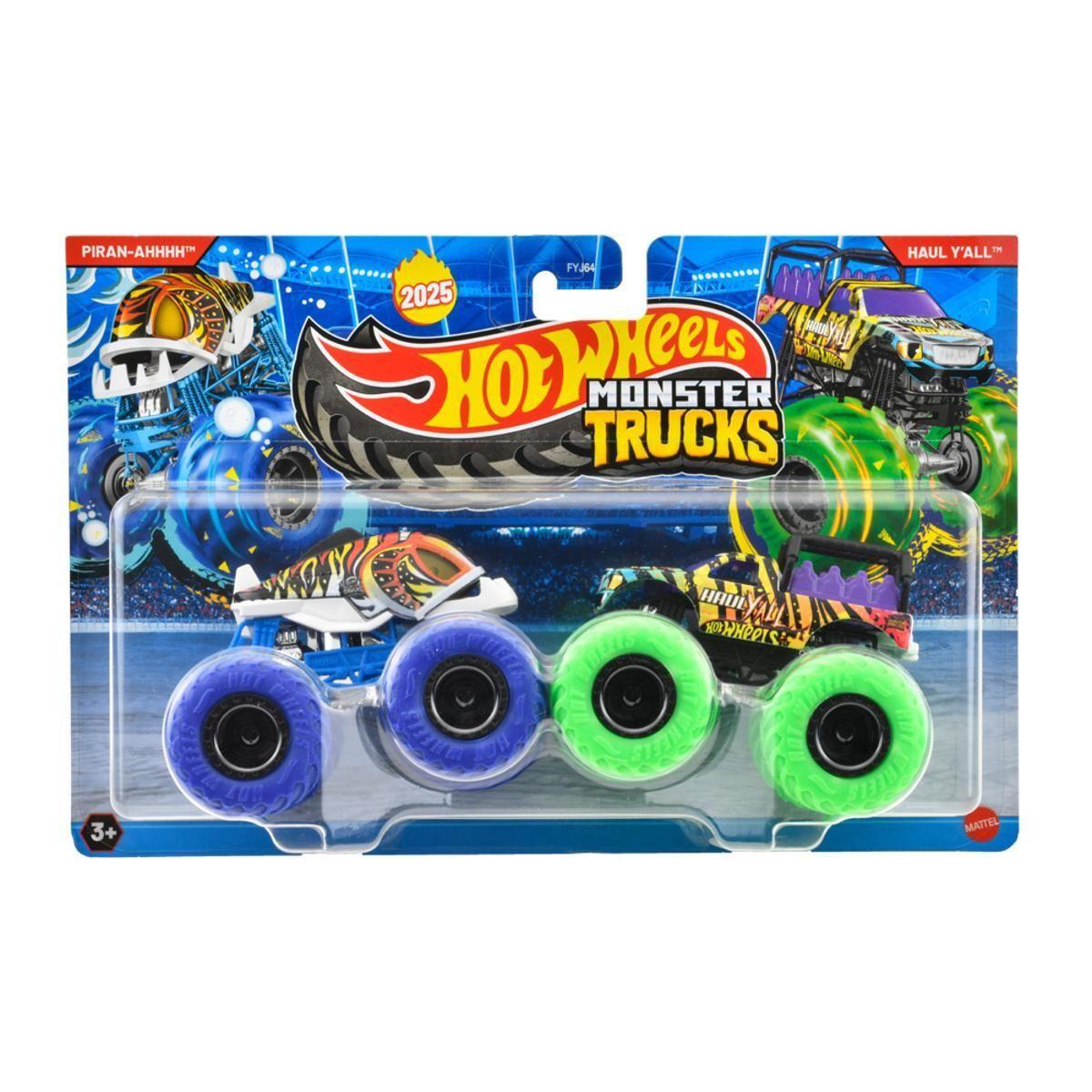 HOT WHEELS MONSTER TRUCKS ESCALA 1:64 - PIRAN-AHHHH VS HAUL Y'ALL-2
