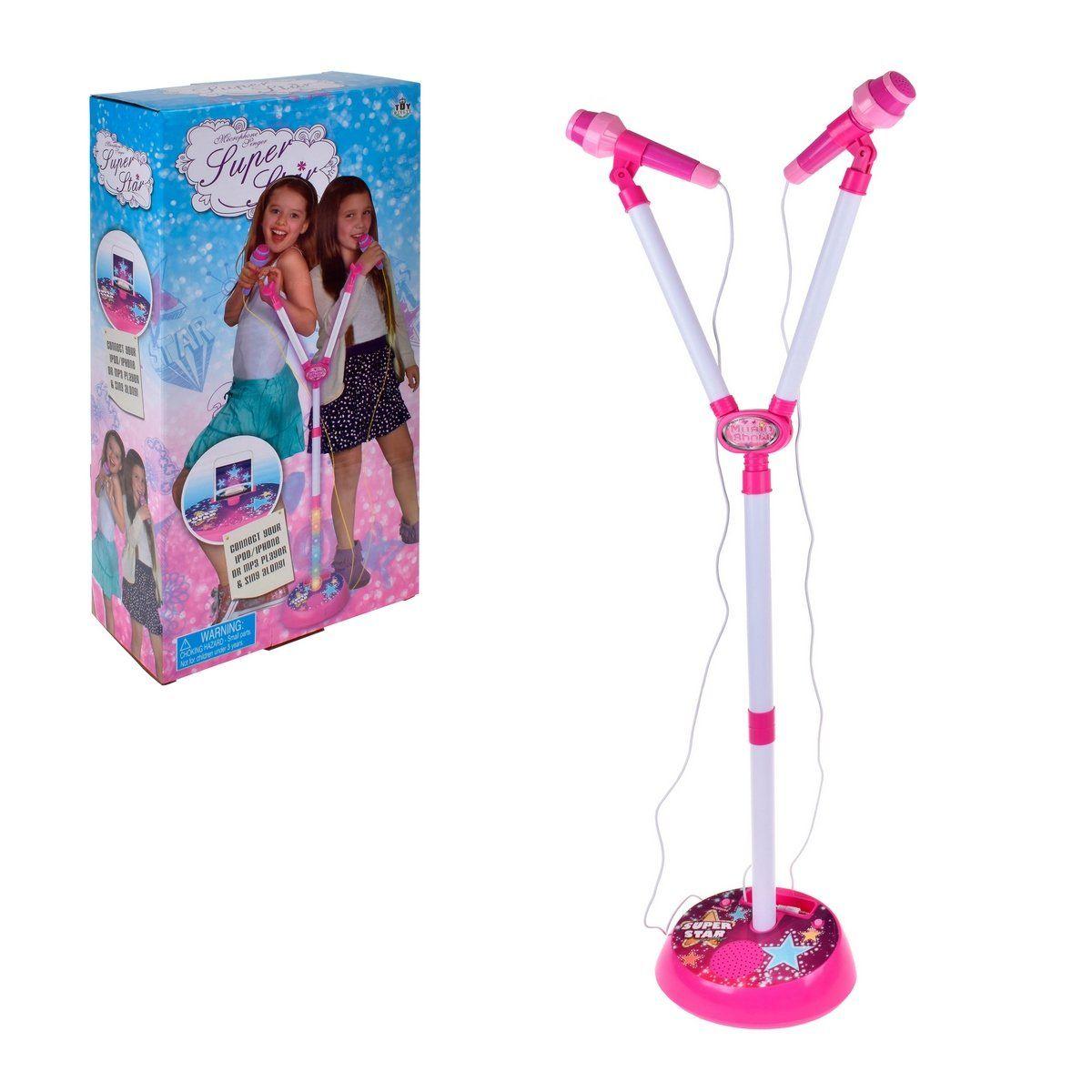 PARLANTE KARAOKE CON 2 MICRÓFONOS Y PEDESTAL-0