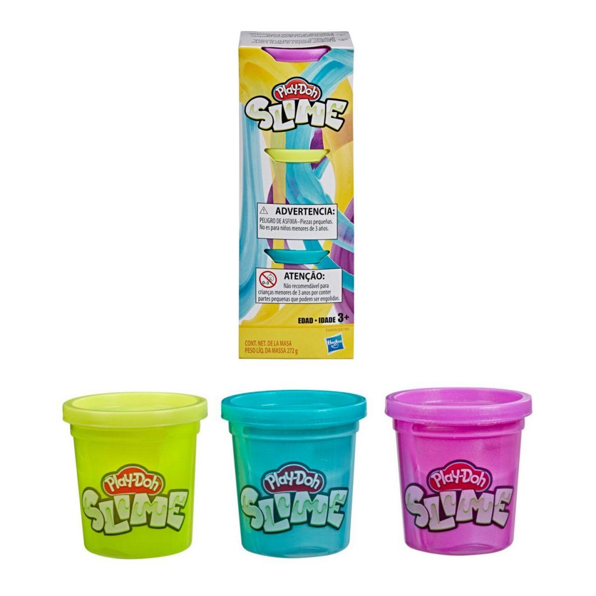 Play Doh Slime Pack Tres Colores - Amarillo Verde Morado-2