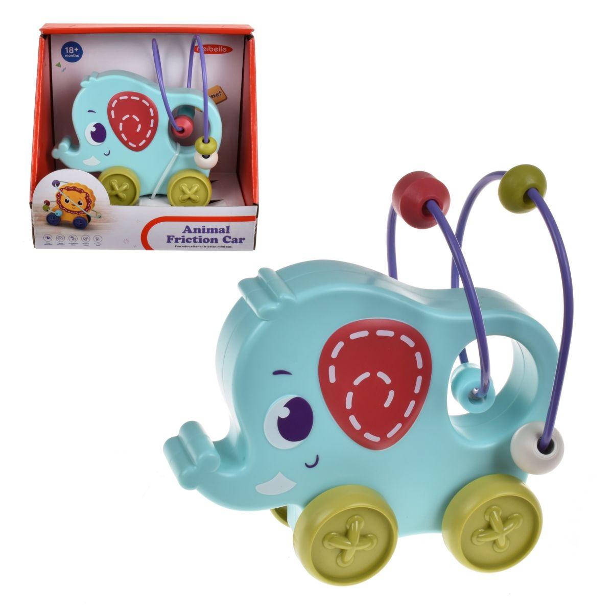 Elefante 15 Cms Con Ruedas A Fricción Y Espiral Con Pelotas-0
