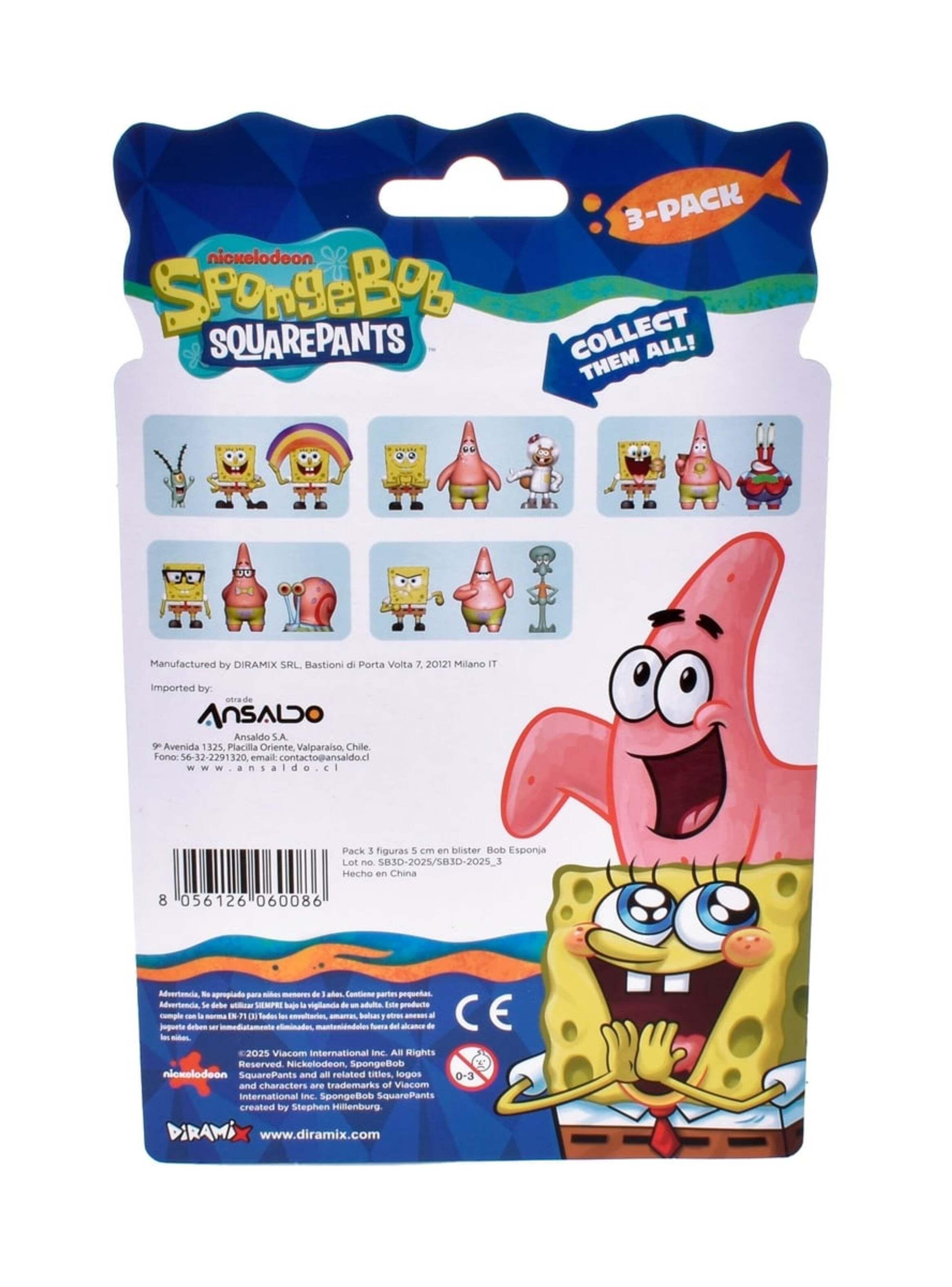 Pack 3 Figuras 5 Cm En Blister Bob Esponja - Arenita-2