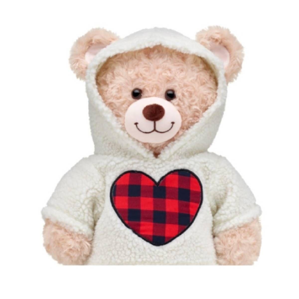 Poleron Blanco Piel Con Corazón A Cuadros Build-A-Bear-2