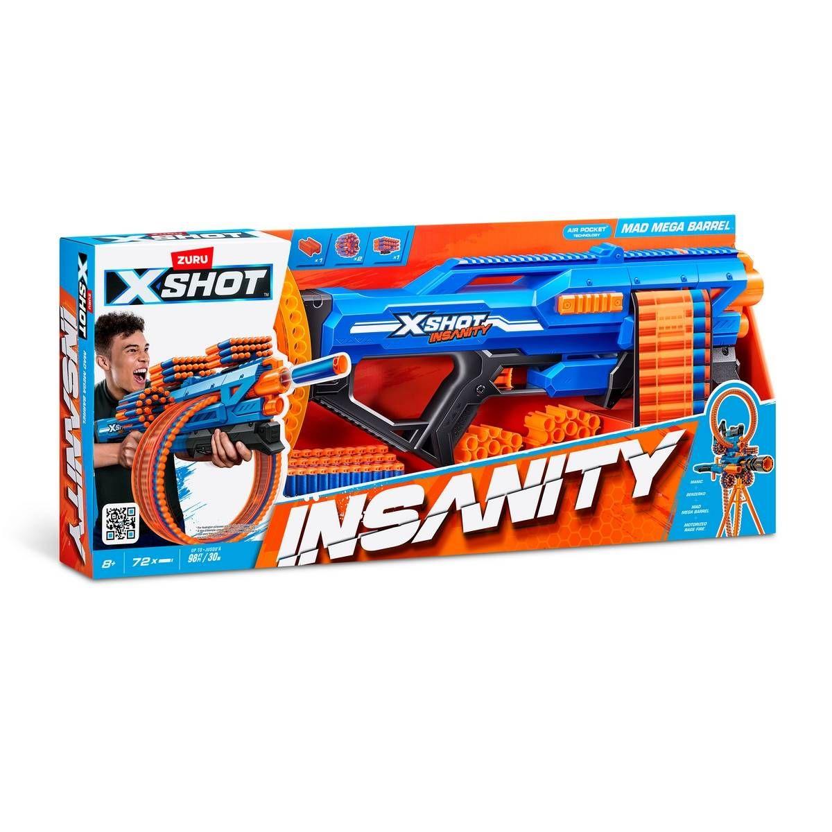 LANZA DARDOS INSANITY MAD MEGA BARREL CON 72 DARDOS X-SHOT-3