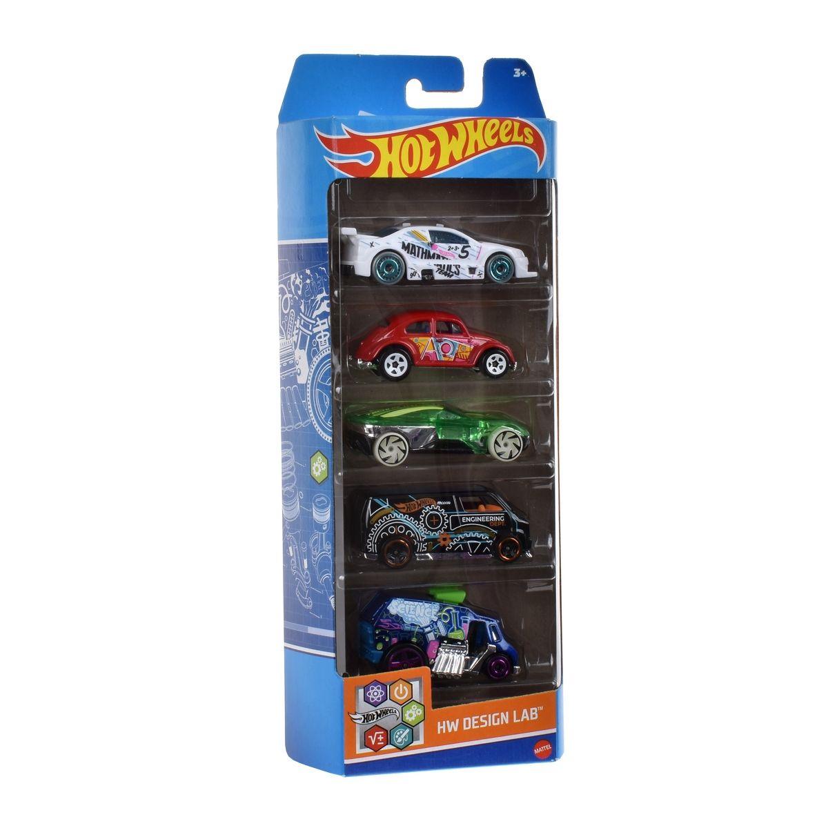 Pack 5 Autos Basicos Hotwheels - Hw Desingn Lab-2