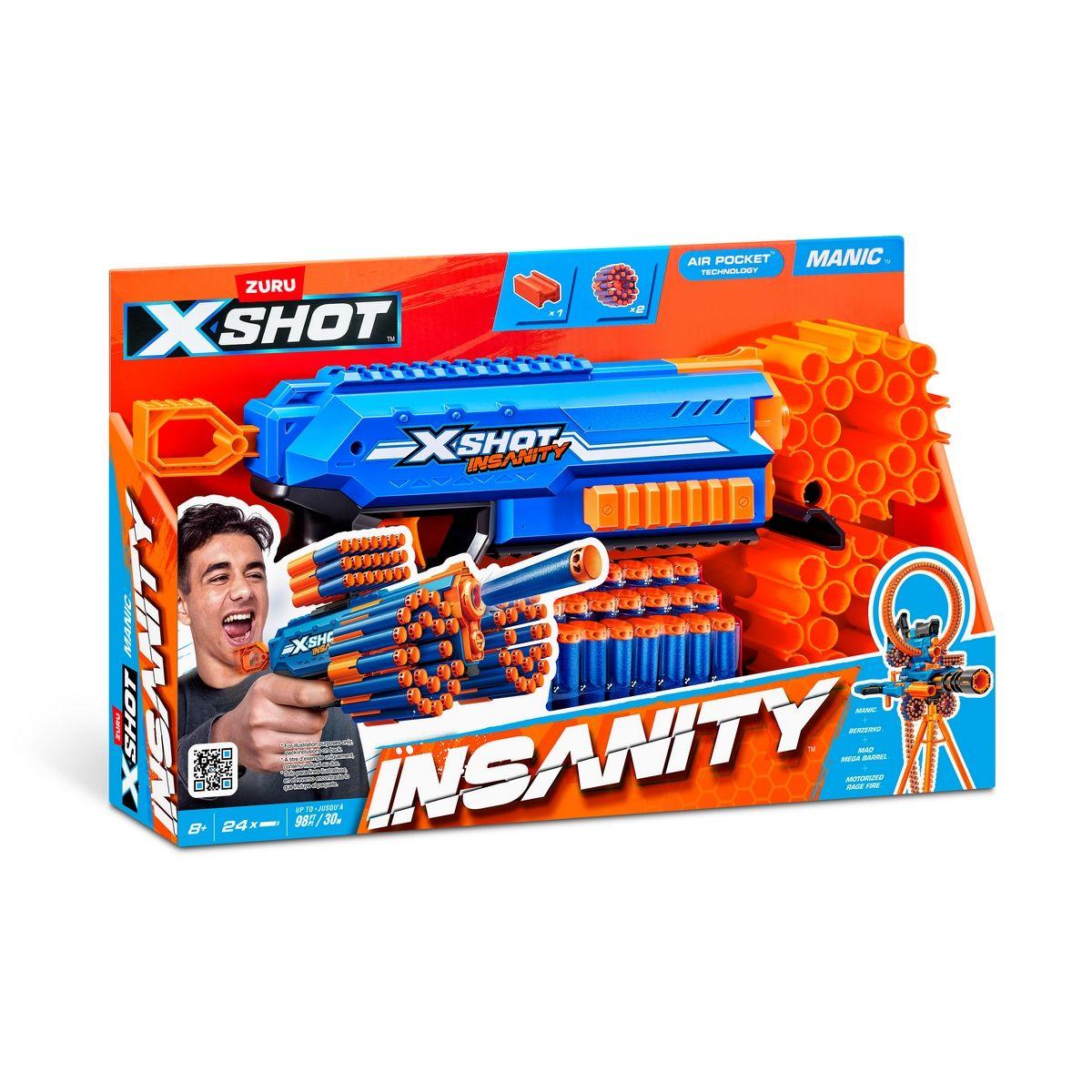 LANZA DARDOS INSANITY MANIC CON 24 DARDOS X-SHOT-2
