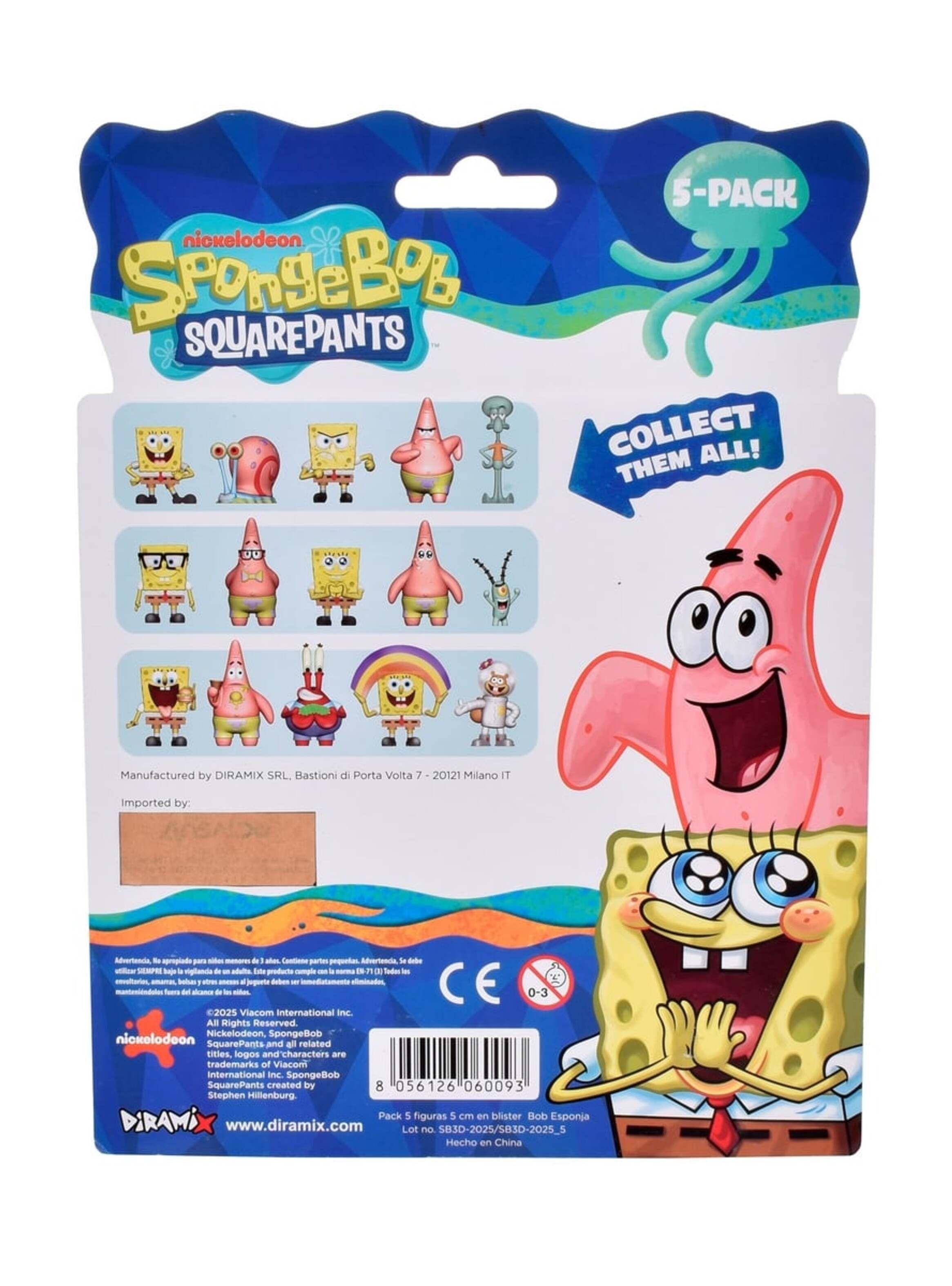 Pack 5 Figuras 5 Cm En Blister Bob Esponja - Calamardo-2