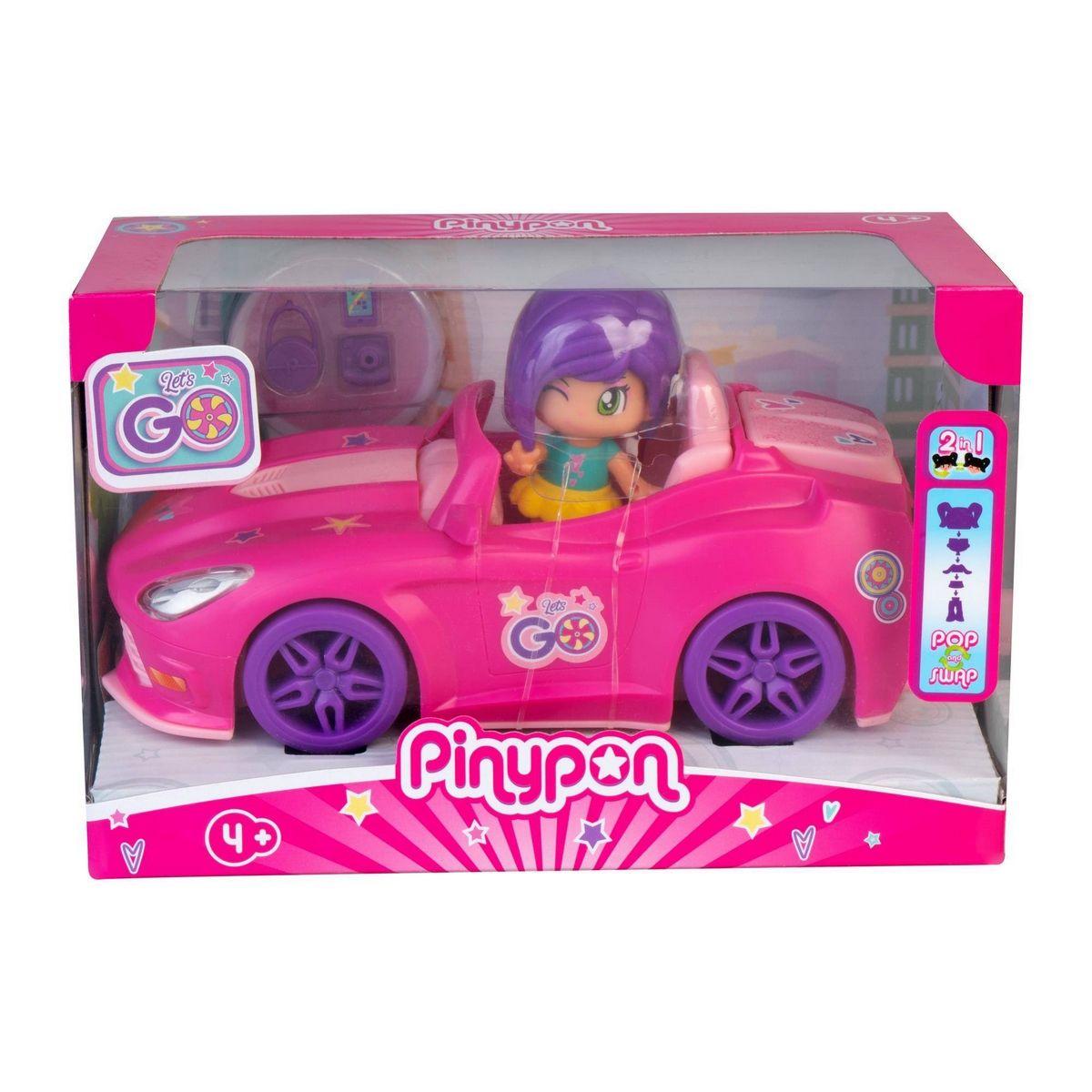 MUÑECA DE 8 CM CON VEHICULO VAMOS DE PINYPON - AUTO ROSADO-3