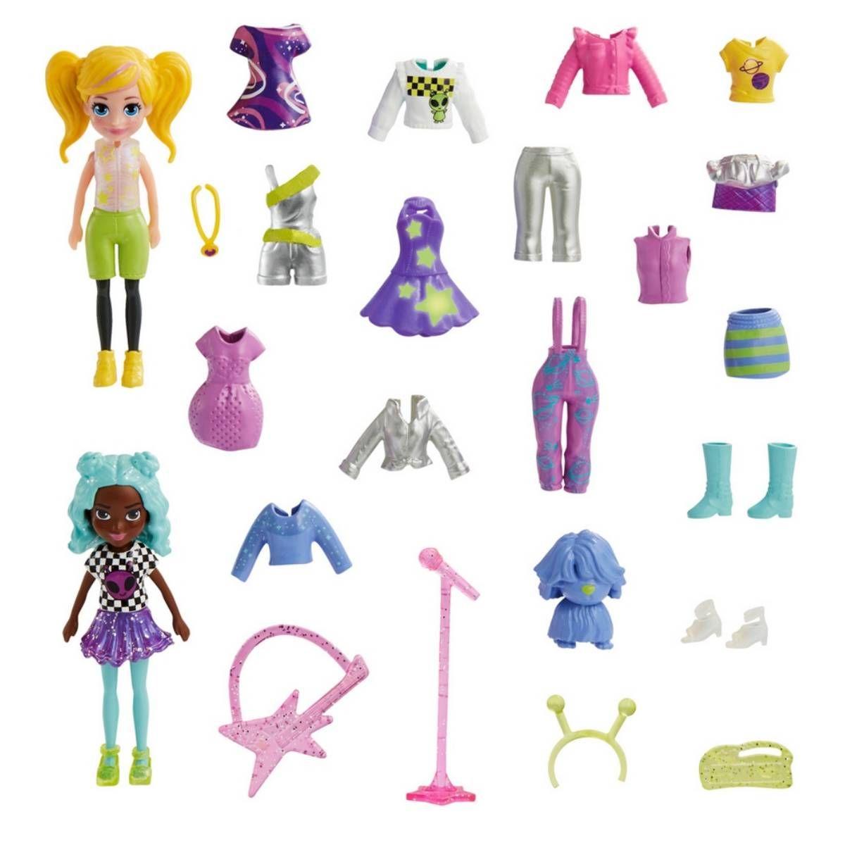 POLLY POCKET 2 MUÑECAS PACK - MODA AVENTURA ESTRELLA DE POP-1