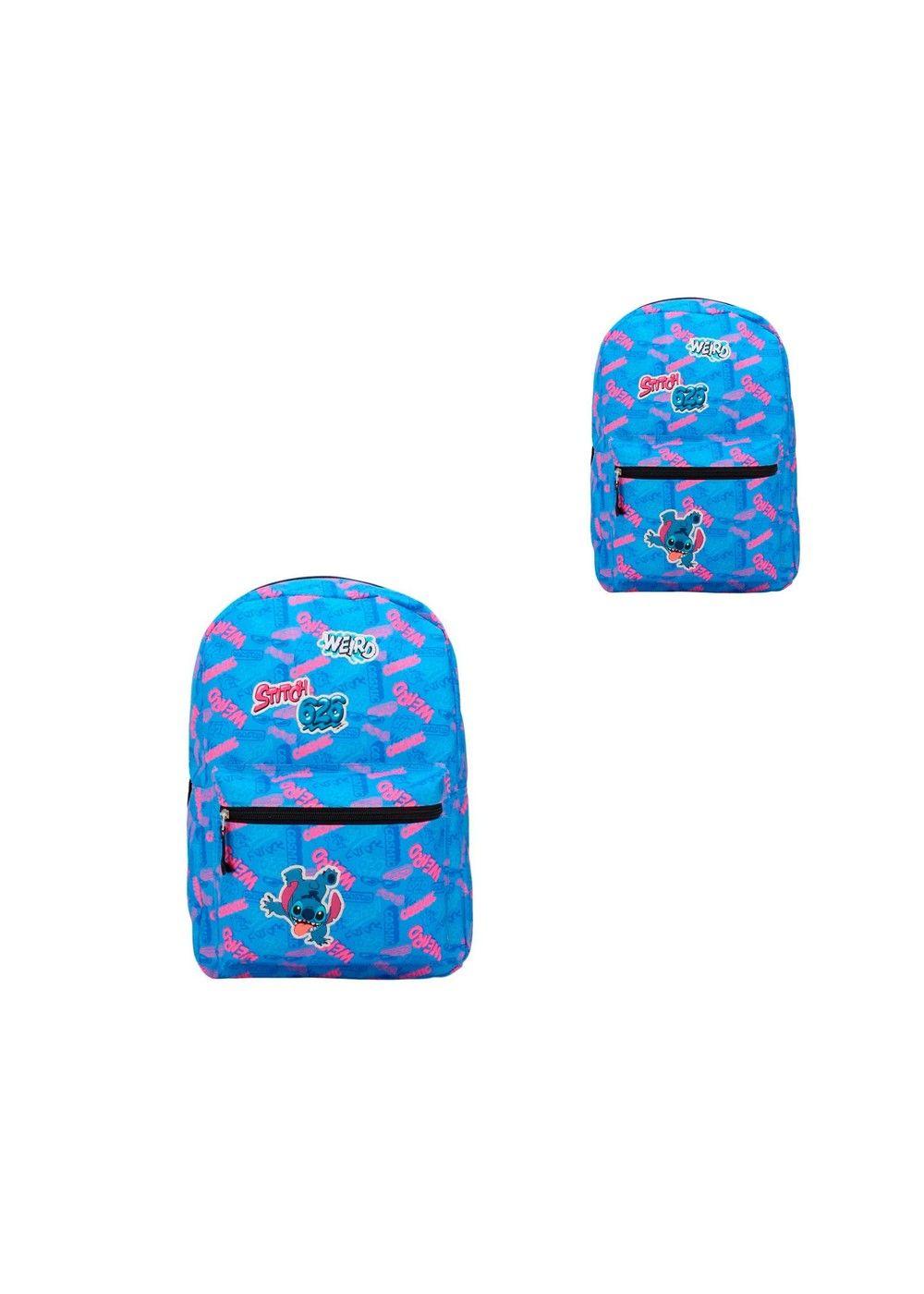 Mochila Juvenil Stitch Parches - Celeste-4