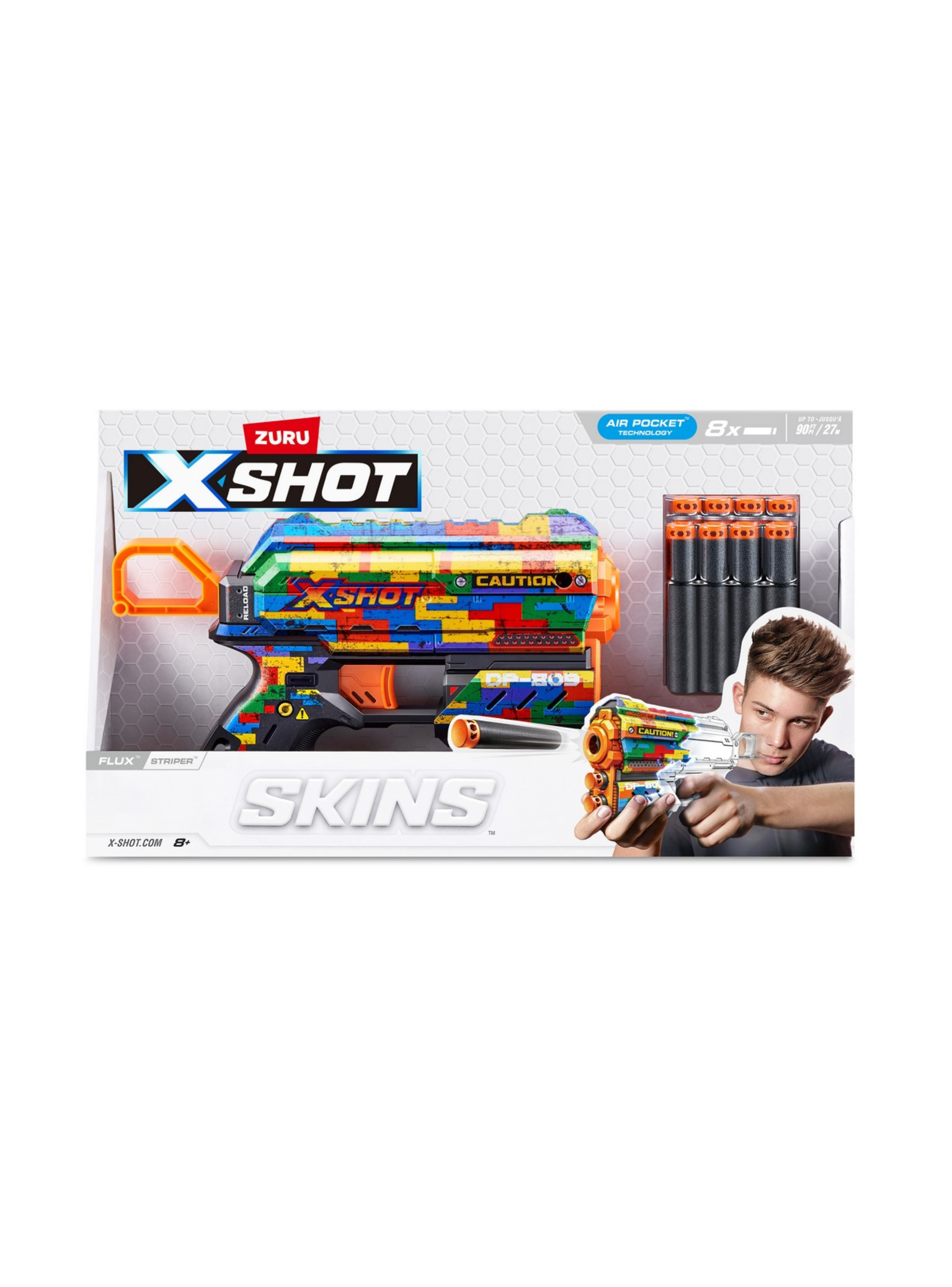 Lanza Dardos Flux Skins Con 8 Dardos X-Shot - Striper-2