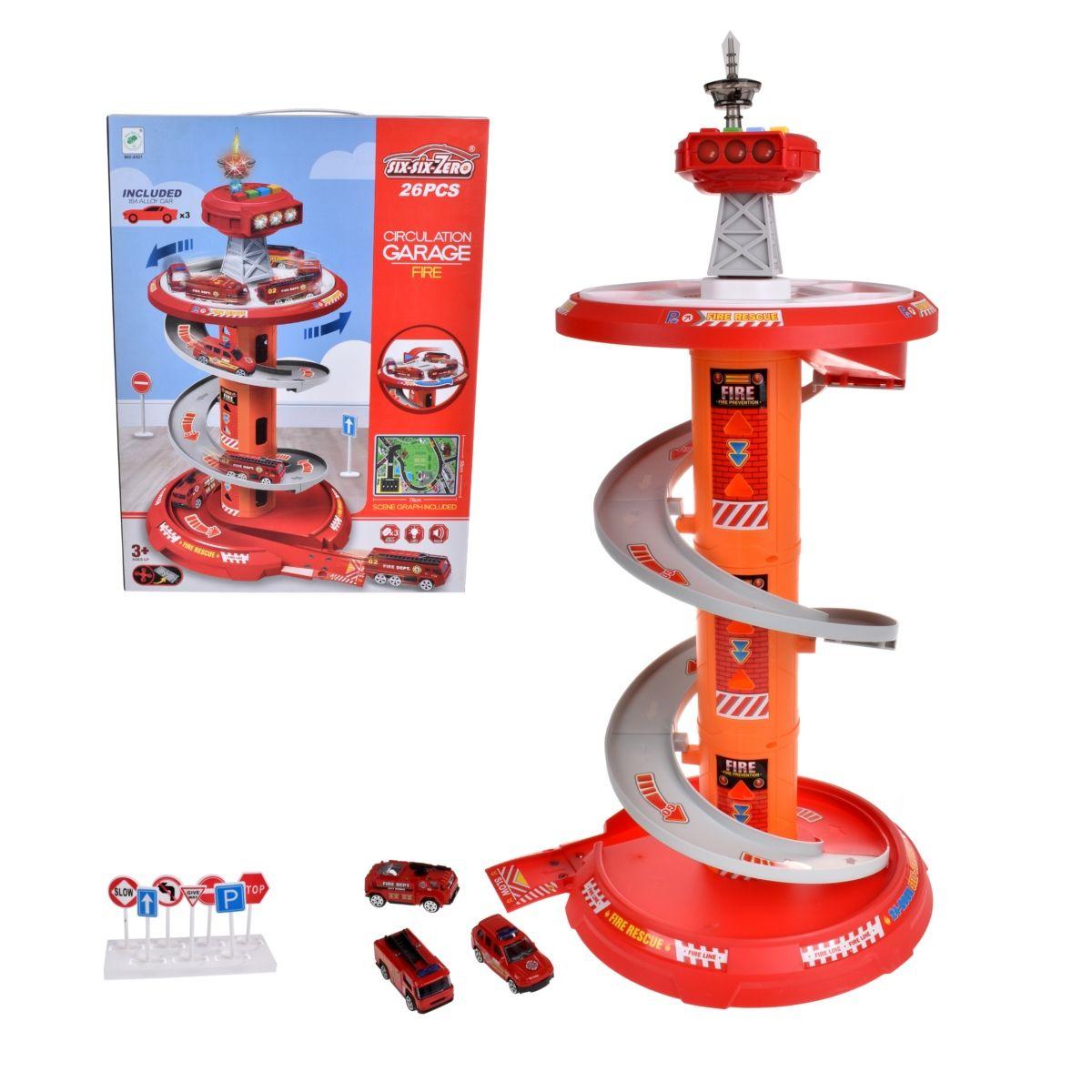Torre Control Bomberos Con Vehículos Y Accesorios-0