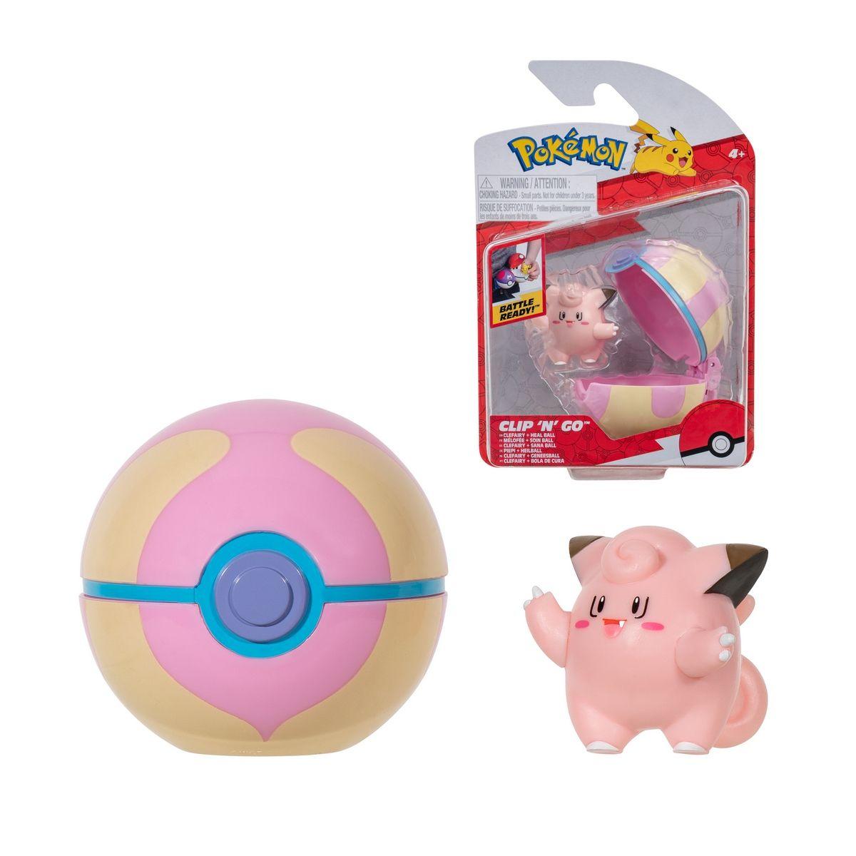 POKEBOLA CON FIGURA POKEMON - CLEFAIRY + HEAL BALL-0