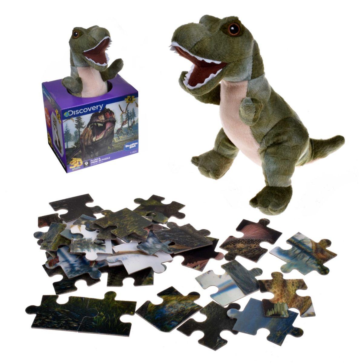 Puzzle 3d De 48 Piezas Con Peluche Animal Planet T-Rex-0
