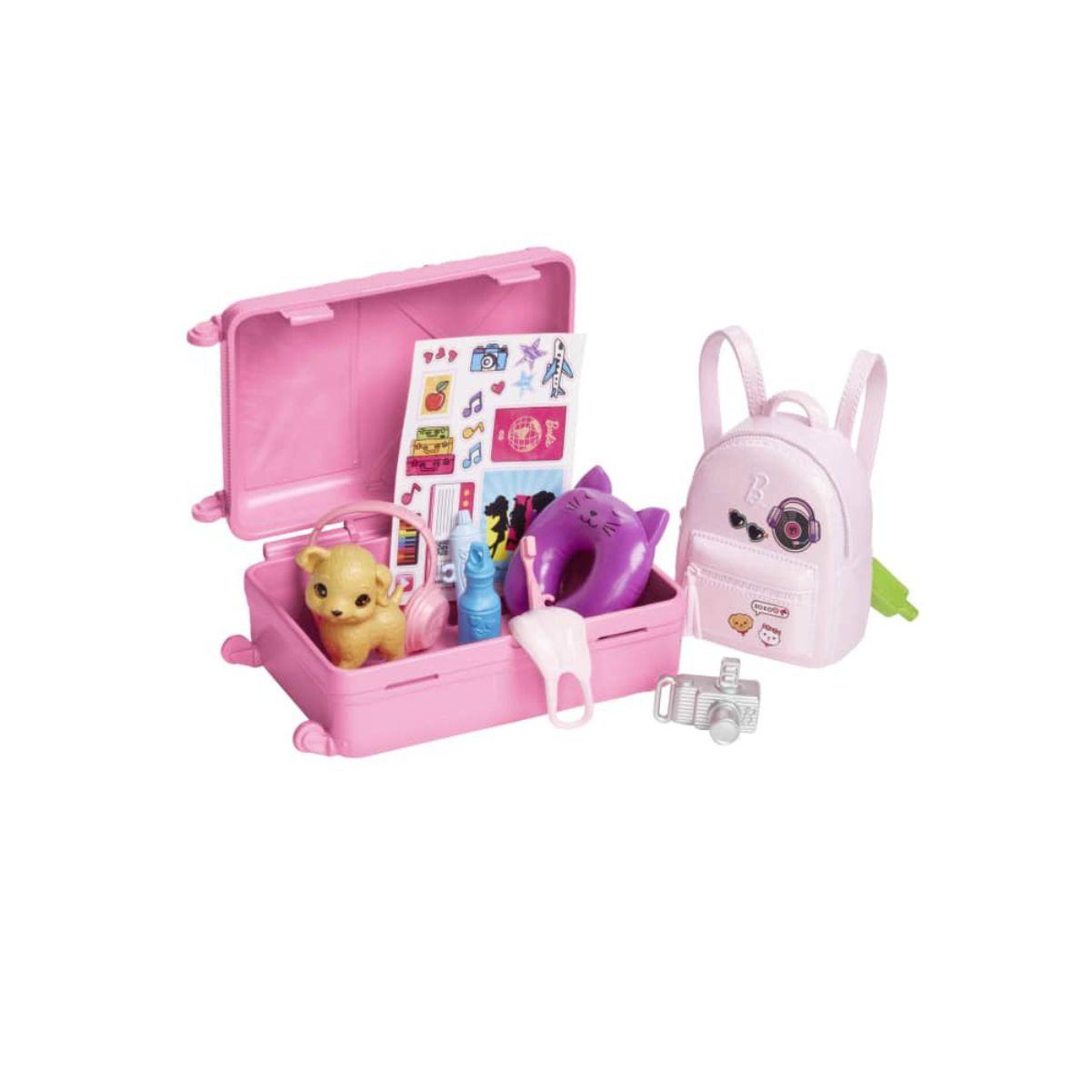 Muñeca Barbie viajera con accesorios de viaje y cachorro-5