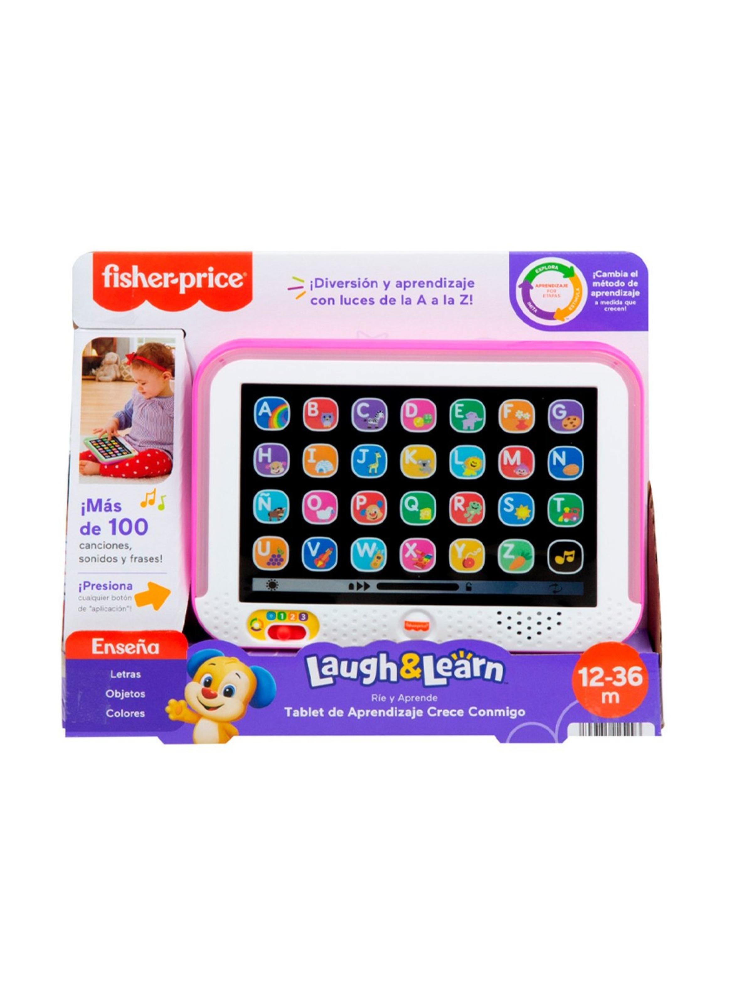 Tablet didáctica Fisher Price para bebé aprendizaje rosado-2