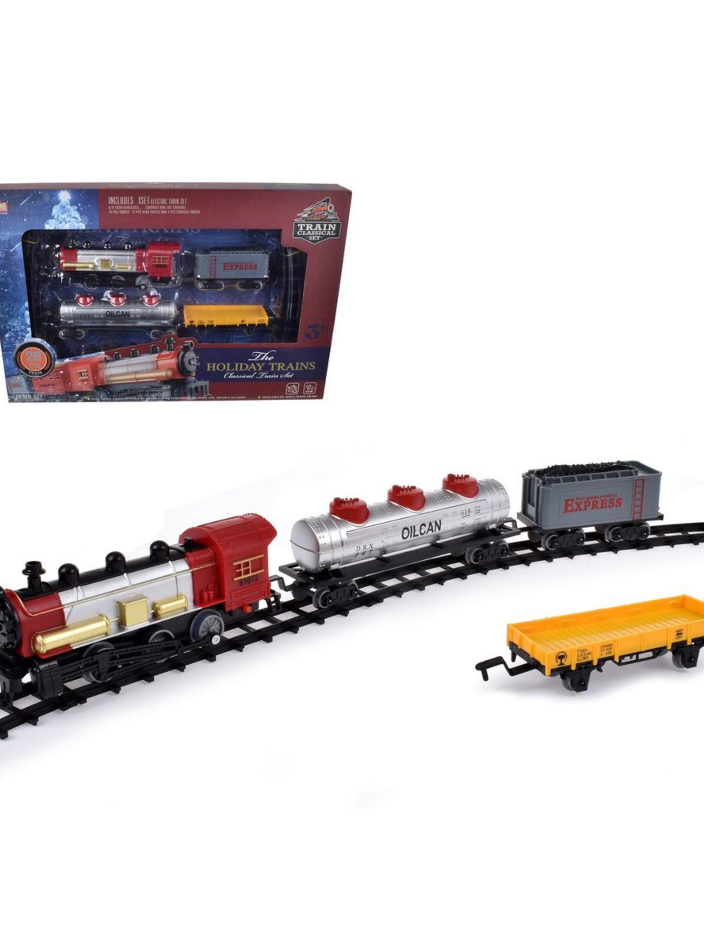 TREN ELÉCTRICO CON SONIDO, 3 VAGONES Y 20 PIEZAS-0